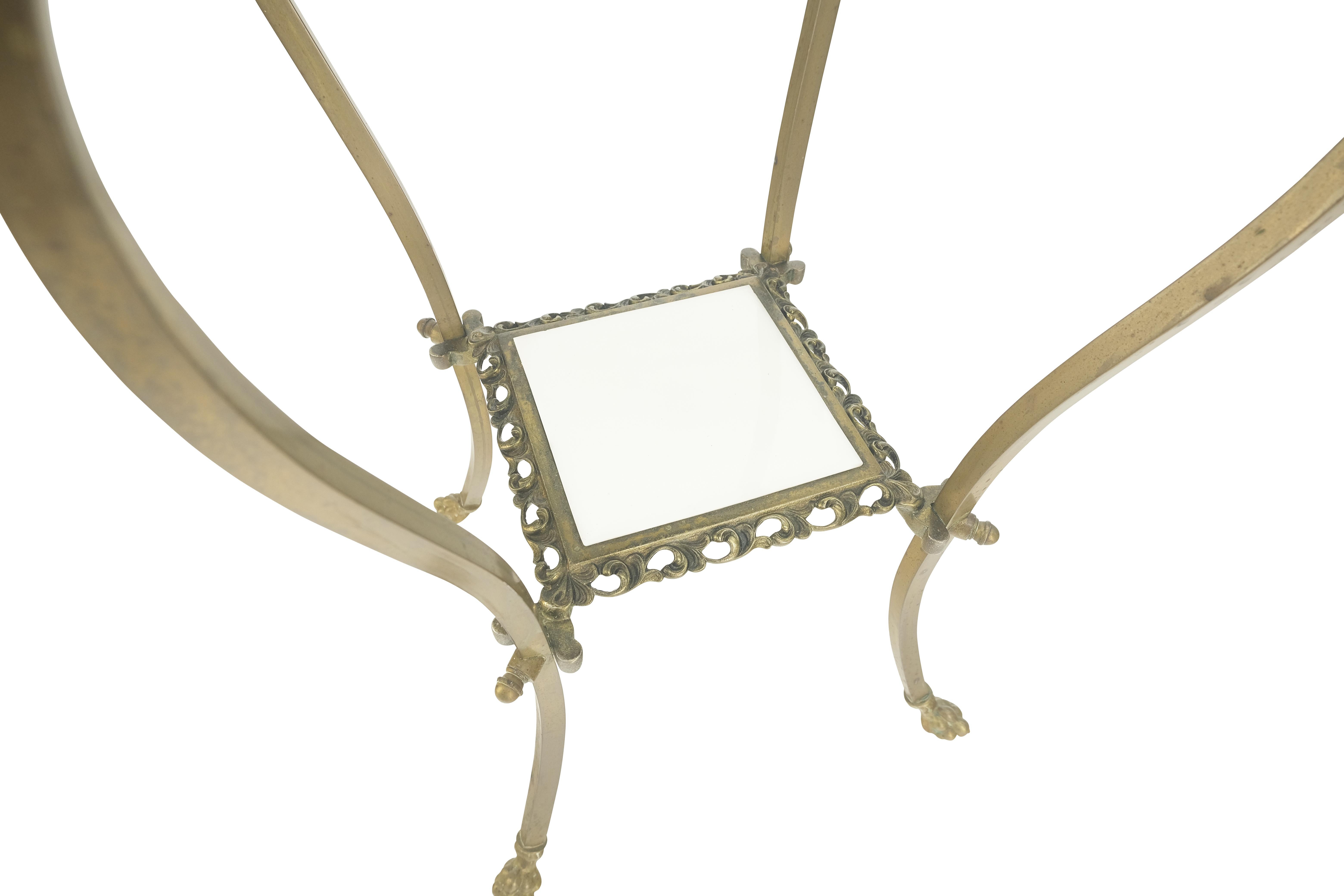 Cast Brass & White Onyx Marmor Zwei-Tier-Lampe Side Square Beistelltisch MINT! (amerikanisch) im Angebot