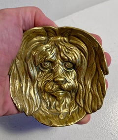 Cast Brass Yorkie Maltese Dog Small Ashtray or Catchall