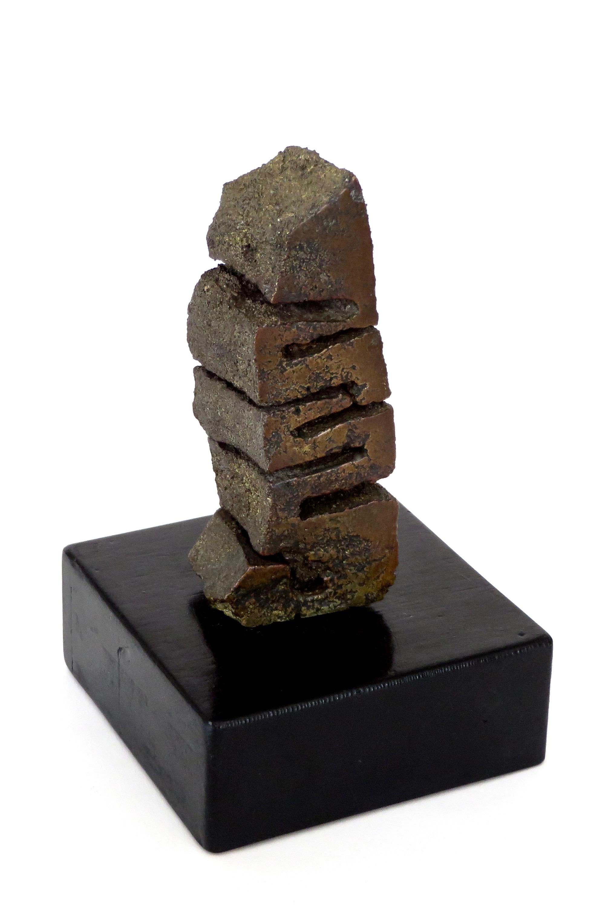 Cast Bronze Abstract Sculpture on Black Wood Pedestal  3