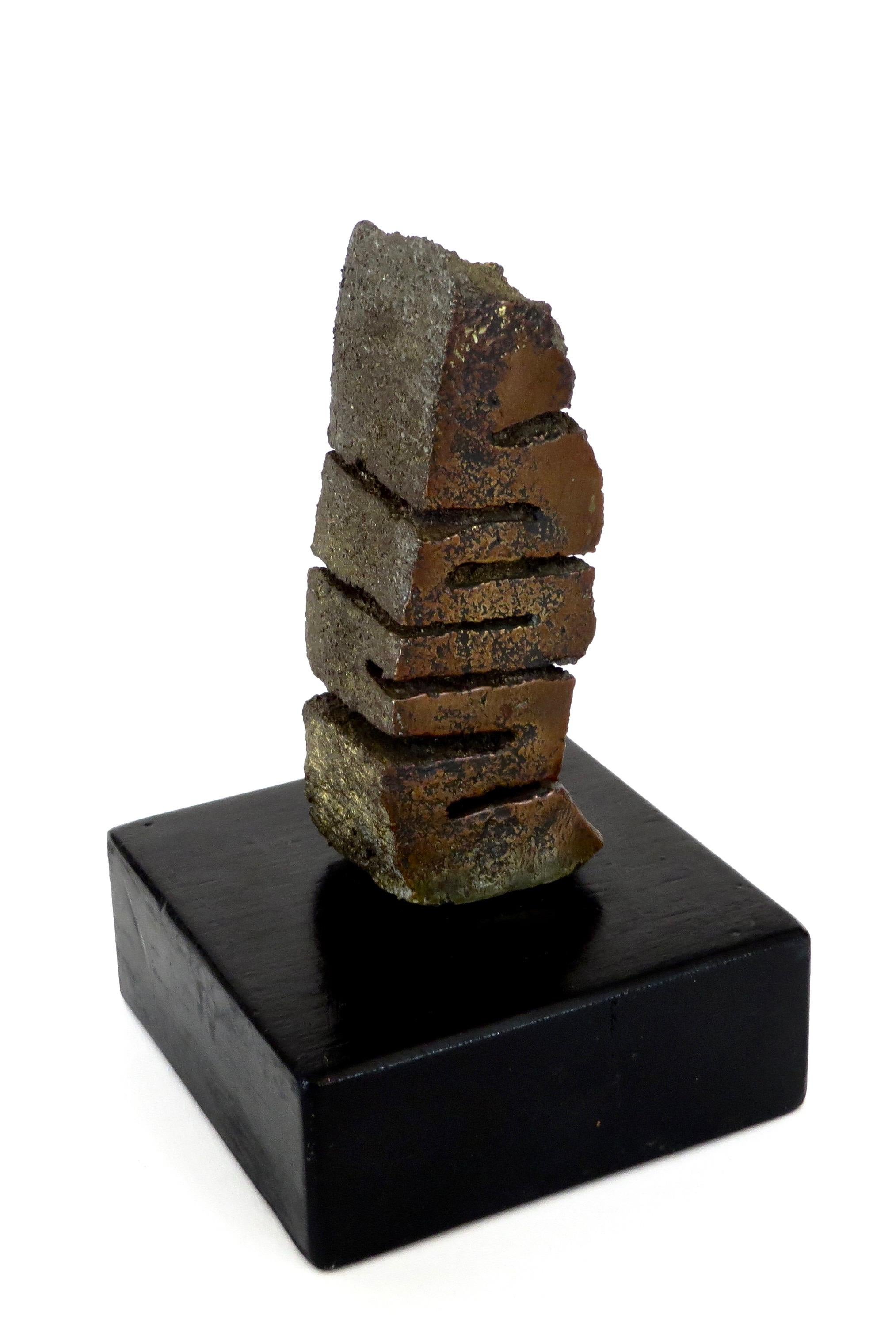 Cast Bronze Abstract Sculpture on Black Wood Pedestal  4