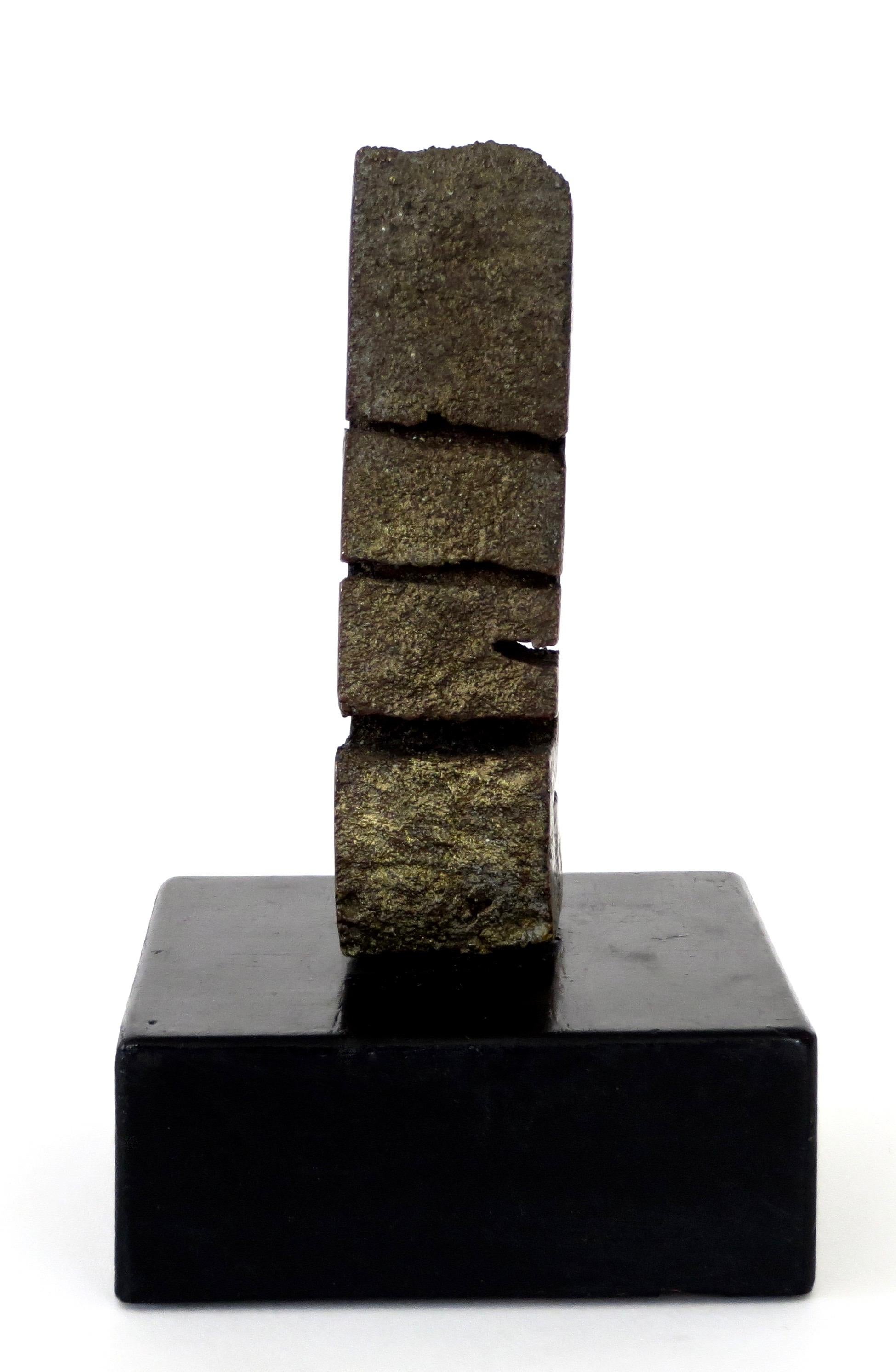 Cast Bronze Abstract Sculpture on Black Wood Pedestal  In Excellent Condition In Chicago, IL