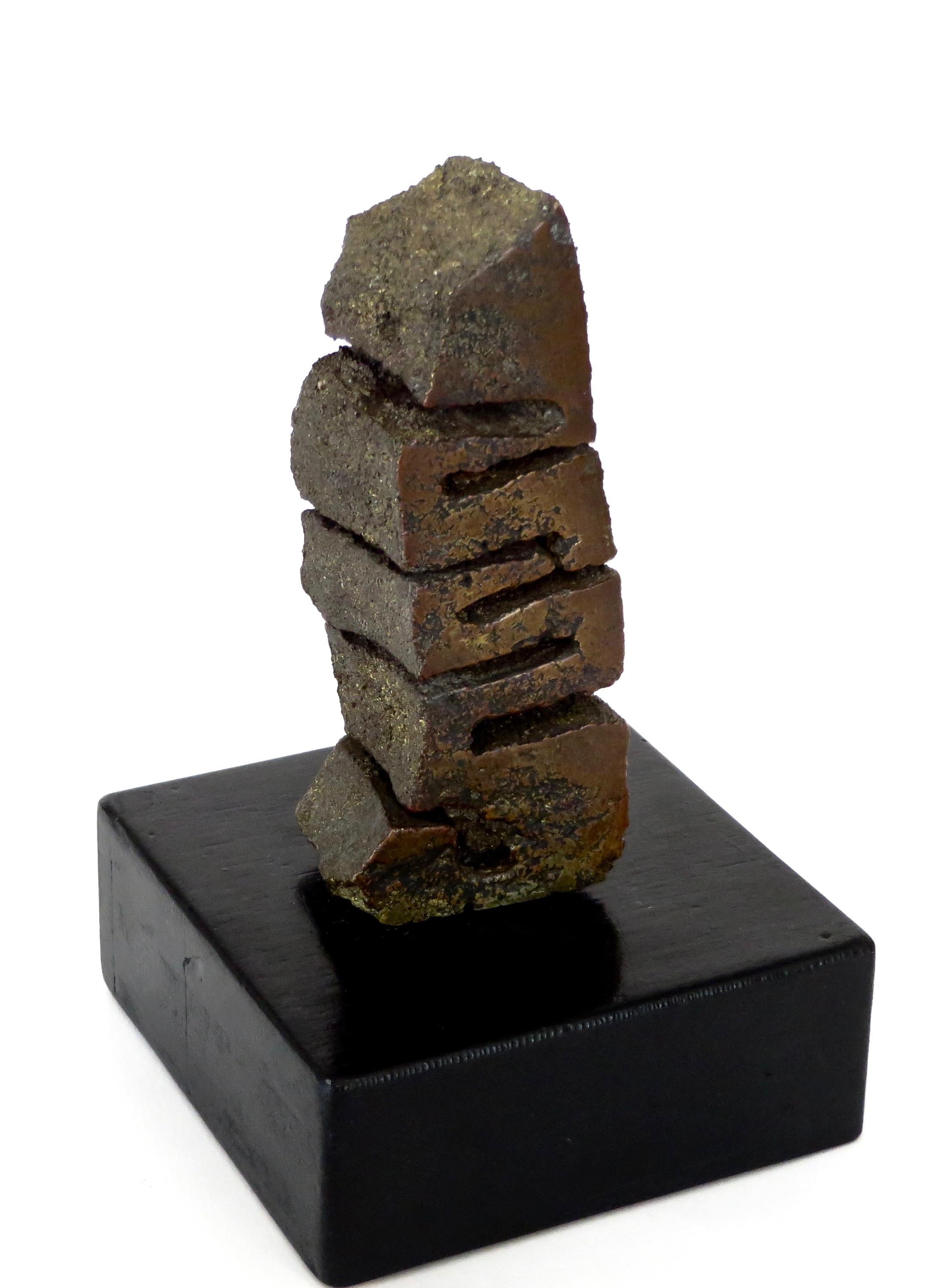 Cast Bronze Abstract Sculpture on Black Wood Pedestal  1