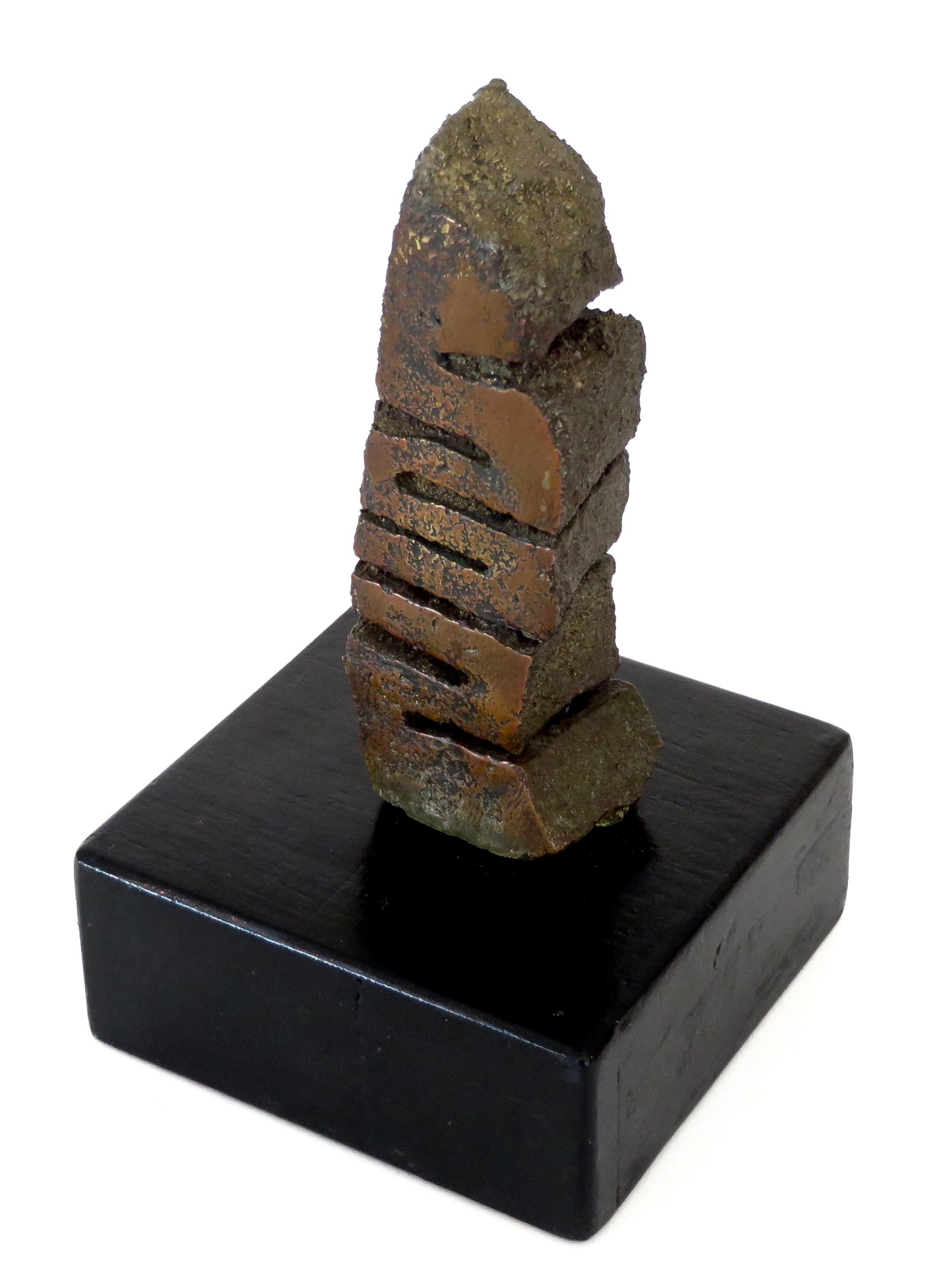 Cast Bronze Abstract Sculpture on Black Wood Pedestal  2