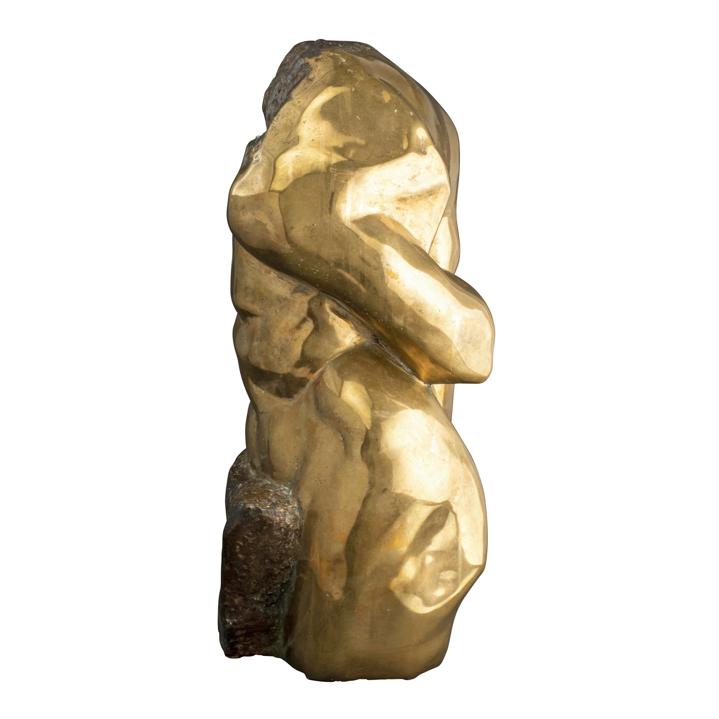Modern Cast Bronze Abstract Torso Sculpture