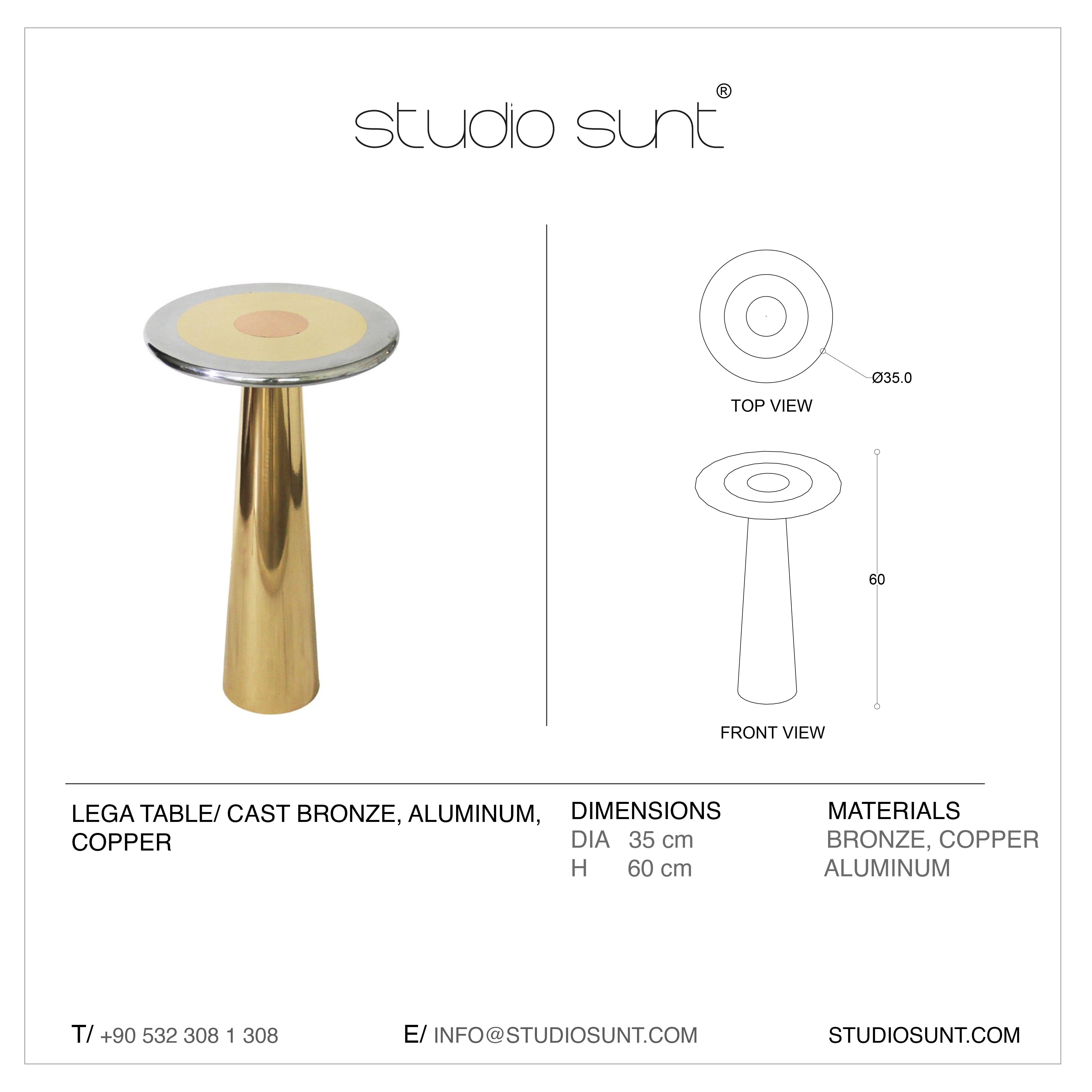 Cast Bronze, Aluminum and Copper Lega Side Table by Studio Sunt For Sale 5