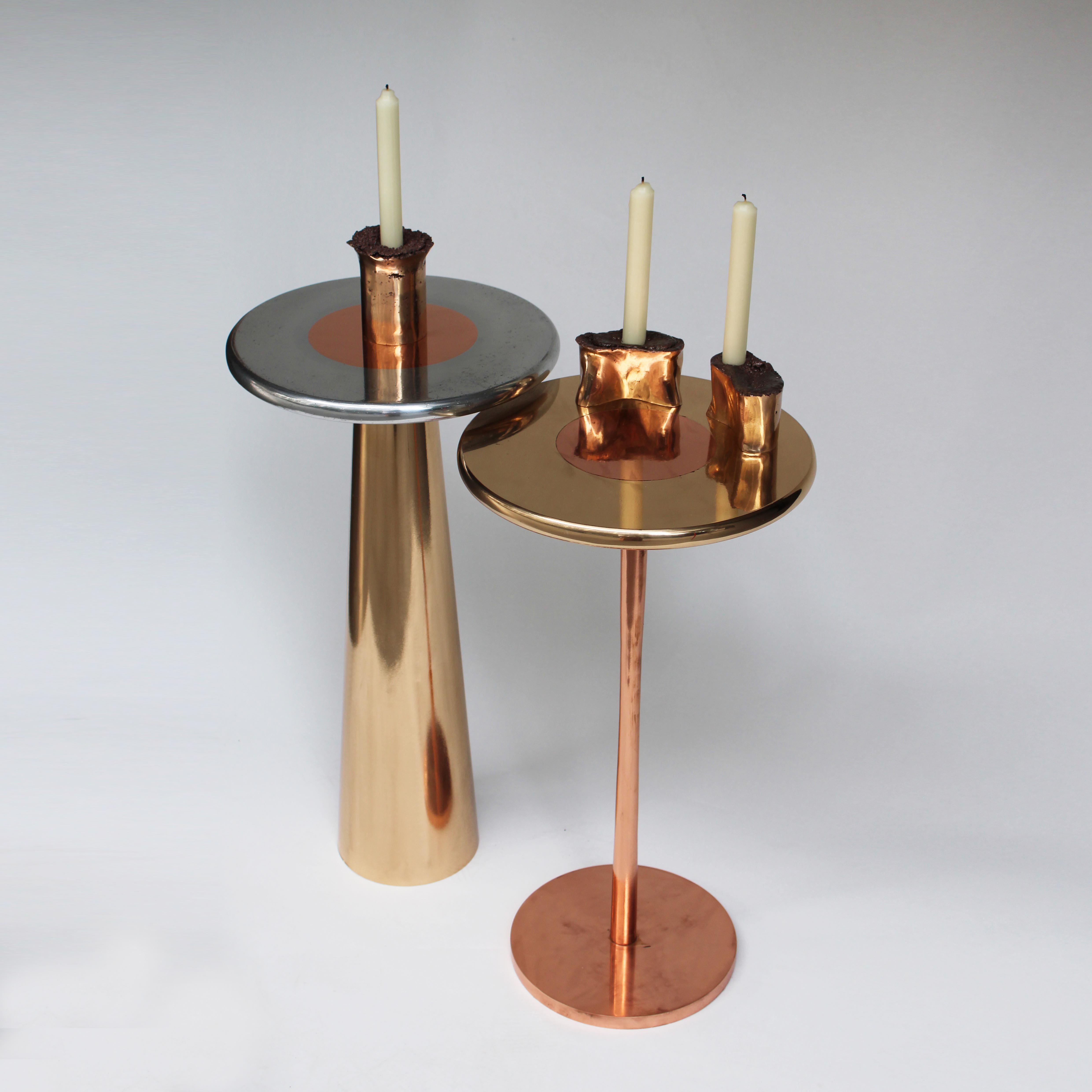 Cast Bronze, Aluminum and Copper Lega Side Table by Studio Sunt For Sale 11