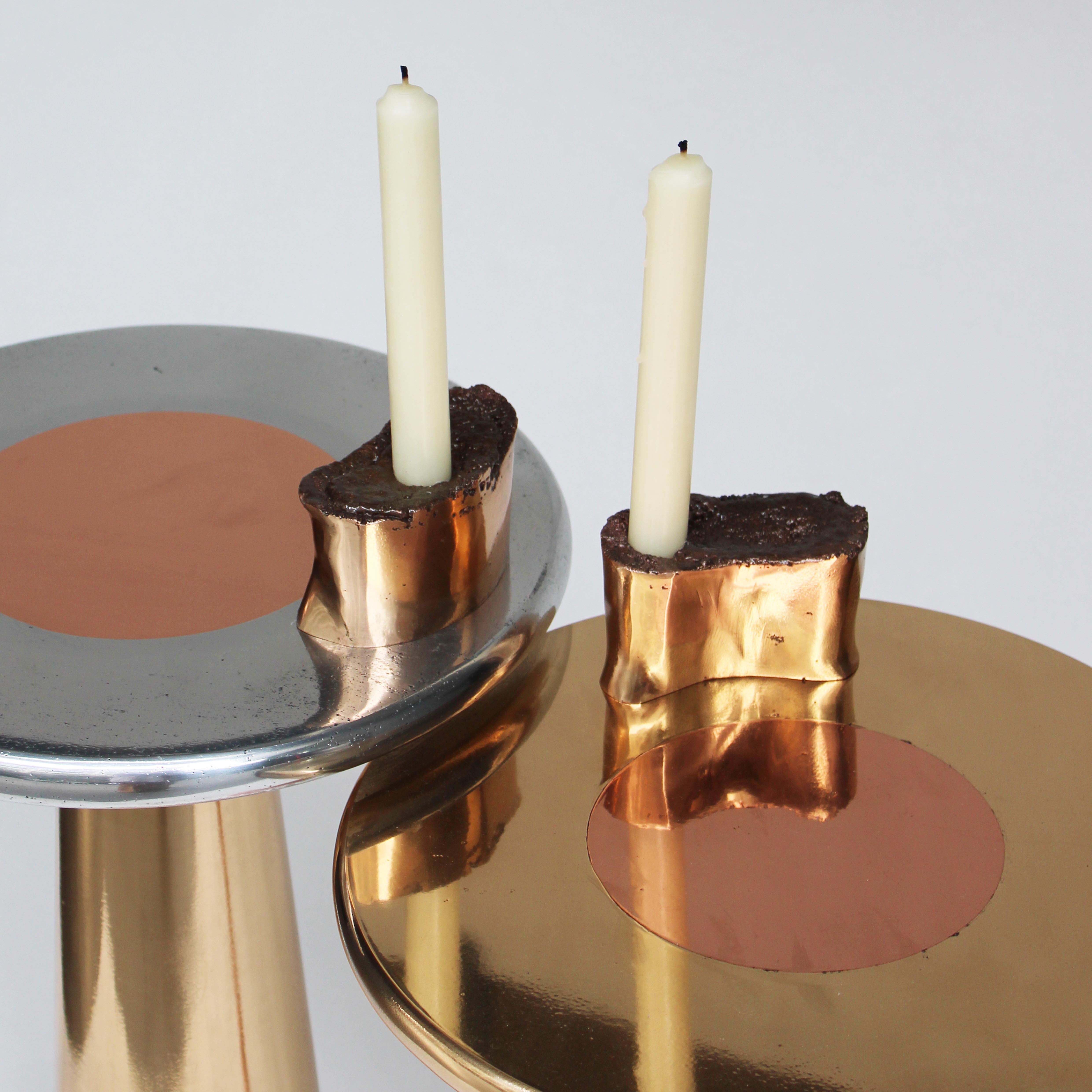 Cast Bronze, Aluminum and Copper Lega Side Table by Studio Sunt For Sale 12