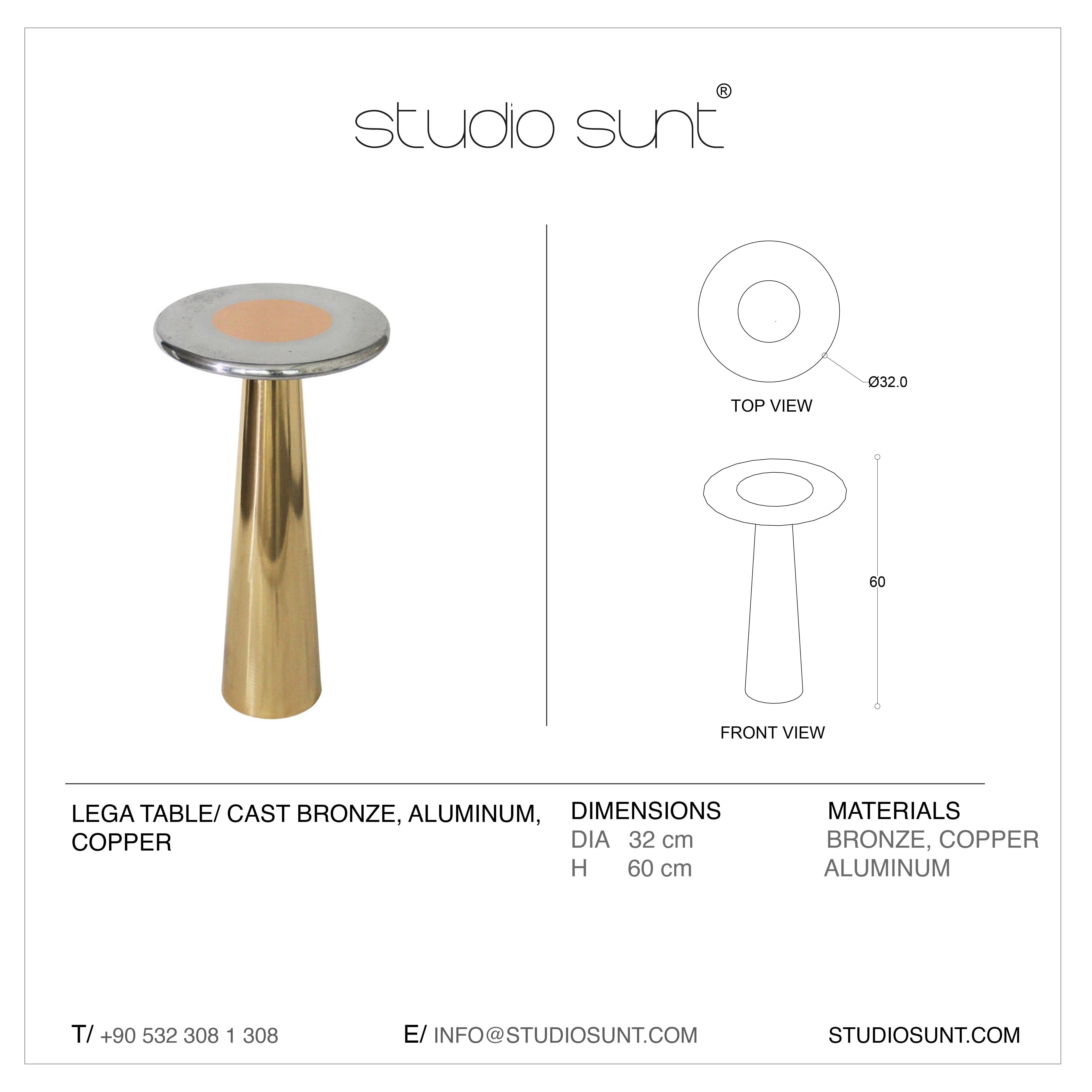 Cast Bronze, Aluminum and Copper Lega Side Table by Studio Sunt For Sale 13