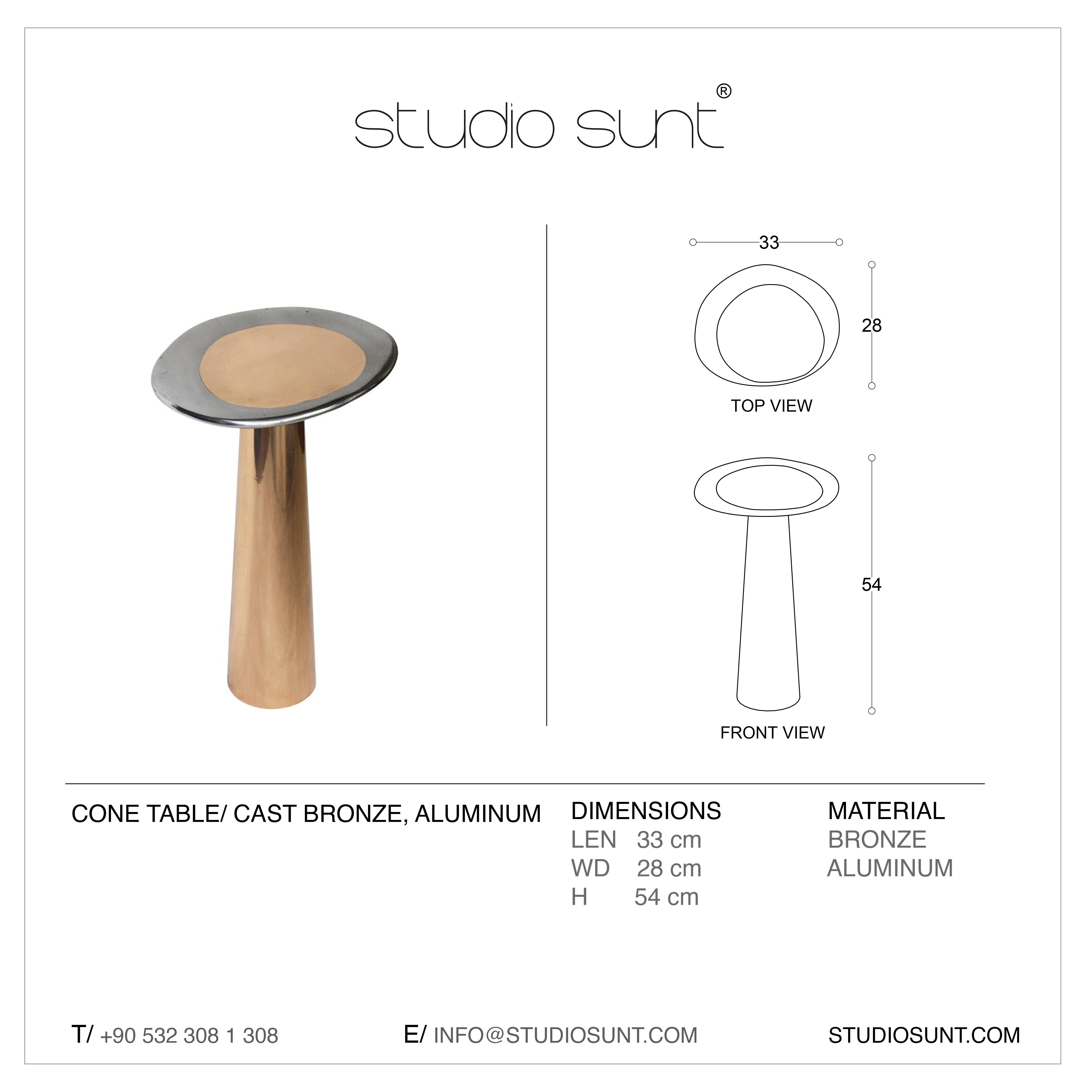 Cast Bronze & Aluminum Cone Side Table by Studio Sunt For Sale 7