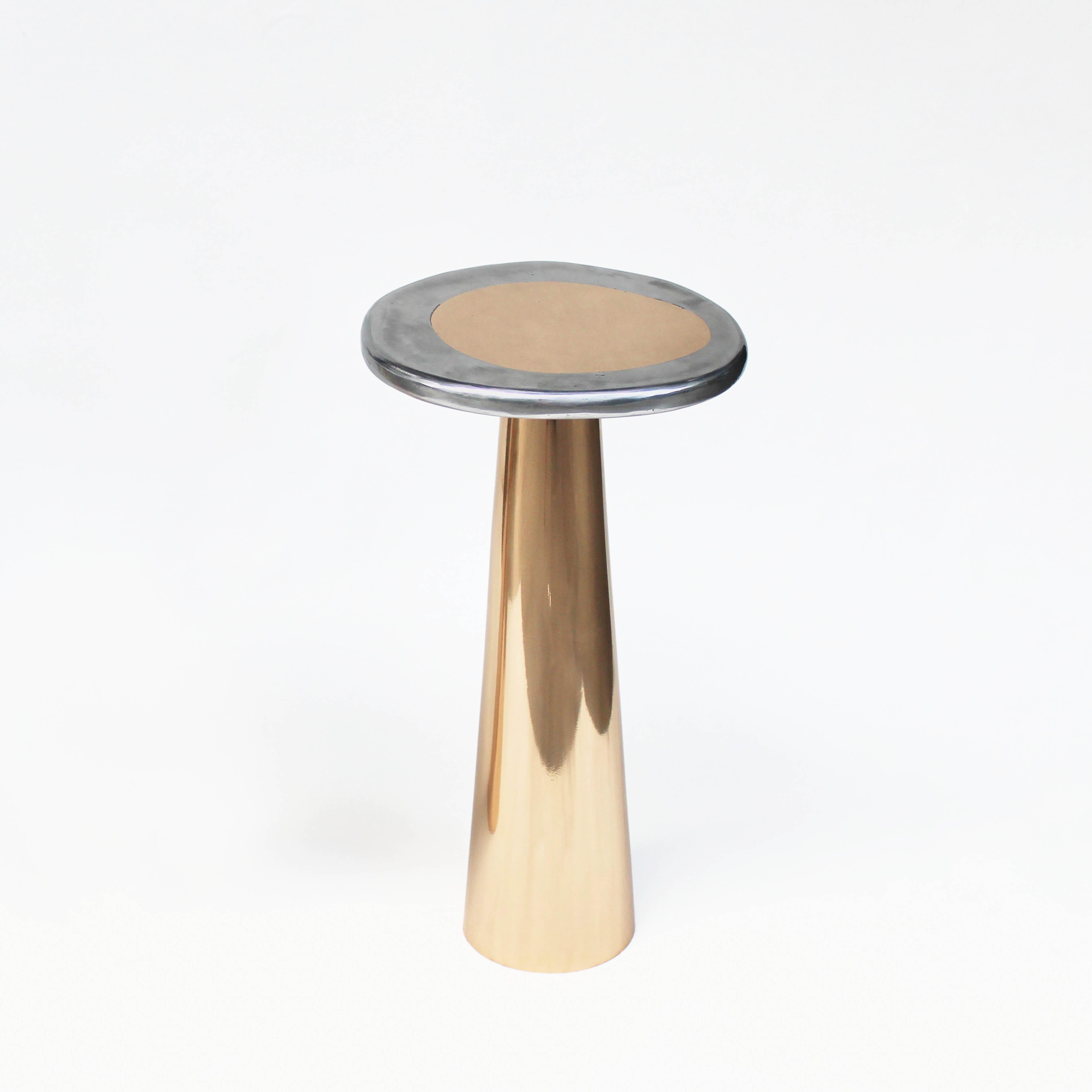 Modern Cast Bronze & Aluminum Cone Side Table by Studio Sunt For Sale
