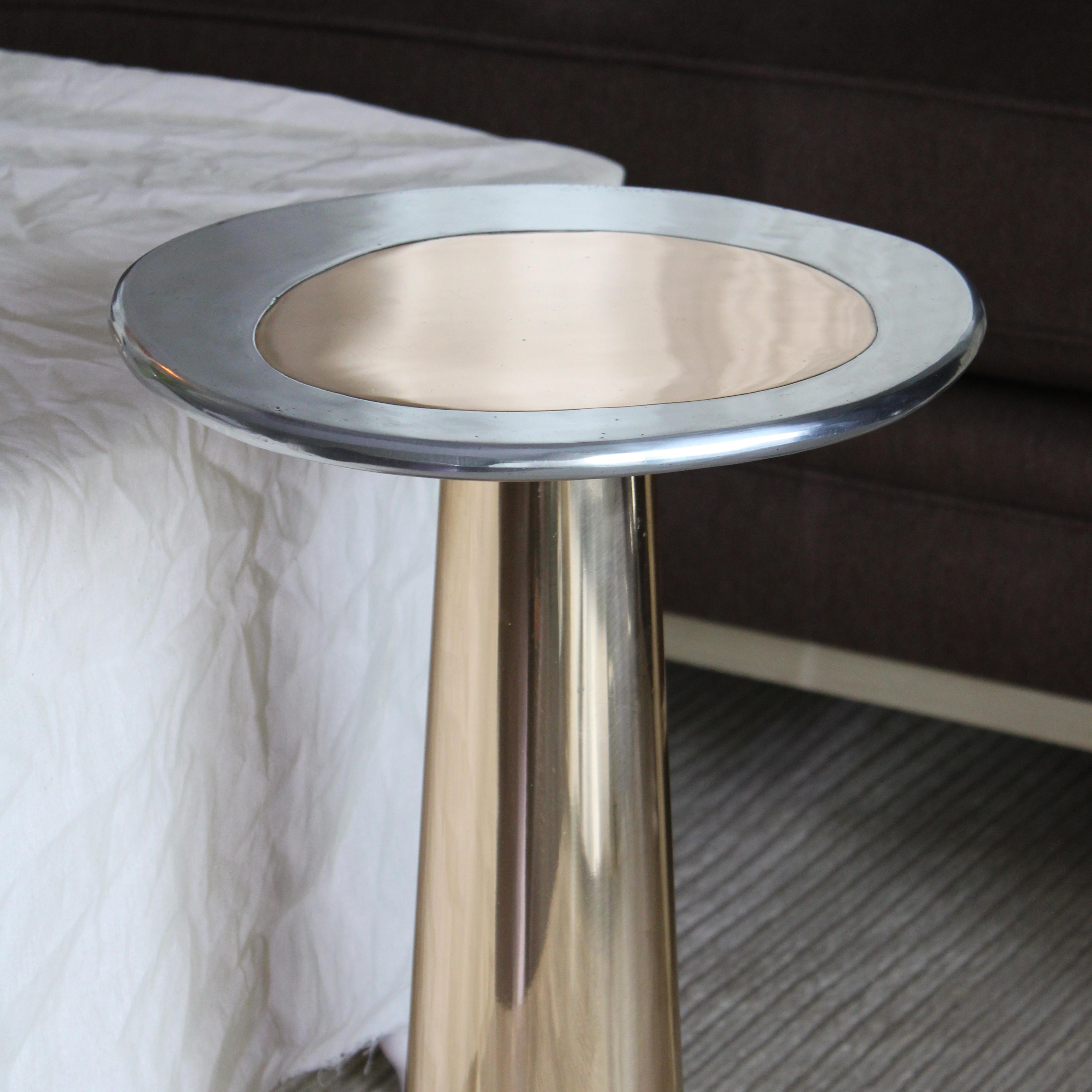 Contemporary Cast Bronze & Aluminum Cone Side Table by Studio Sunt For Sale