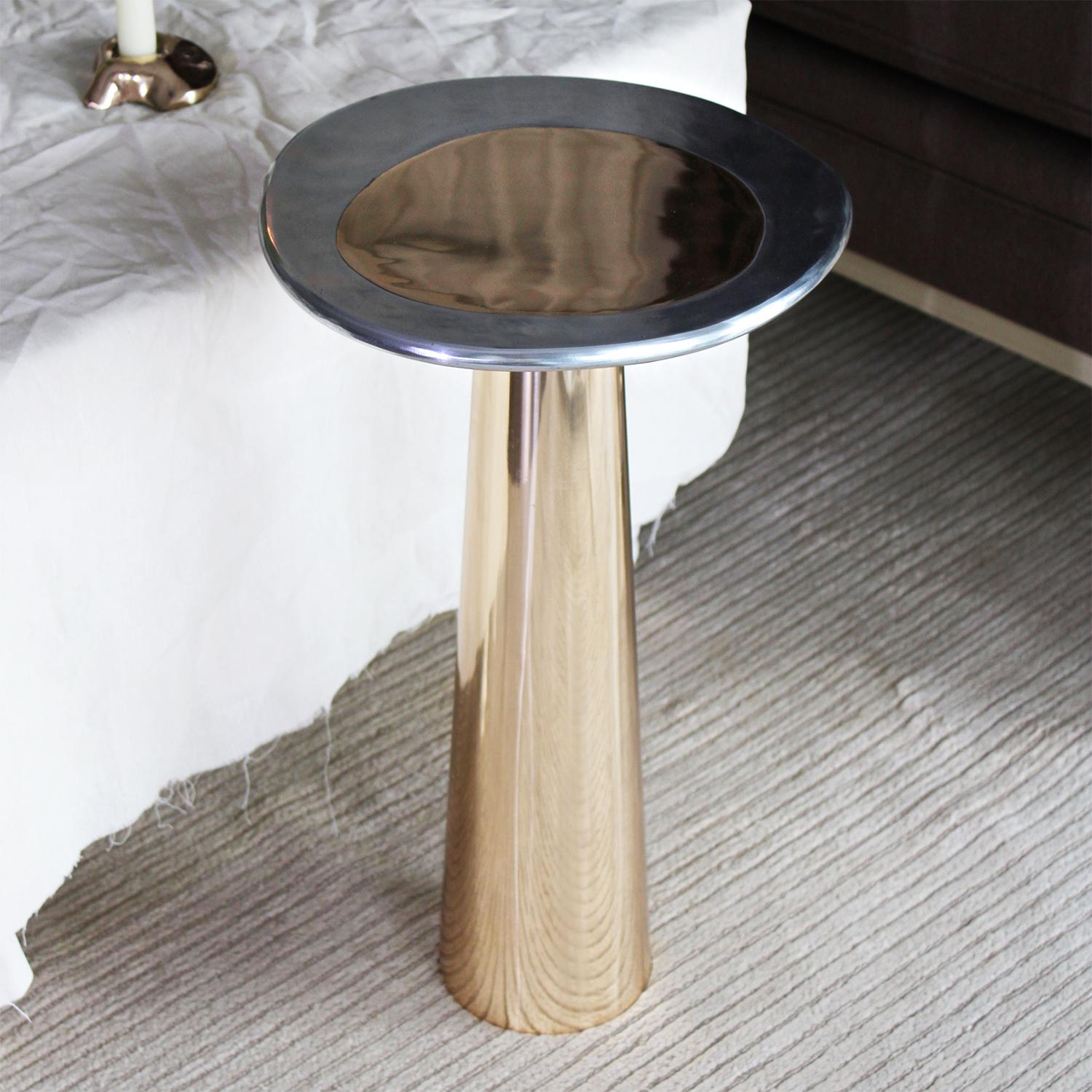 Cast Bronze & Aluminum Cone Side Table by Studio Sunt For Sale 1