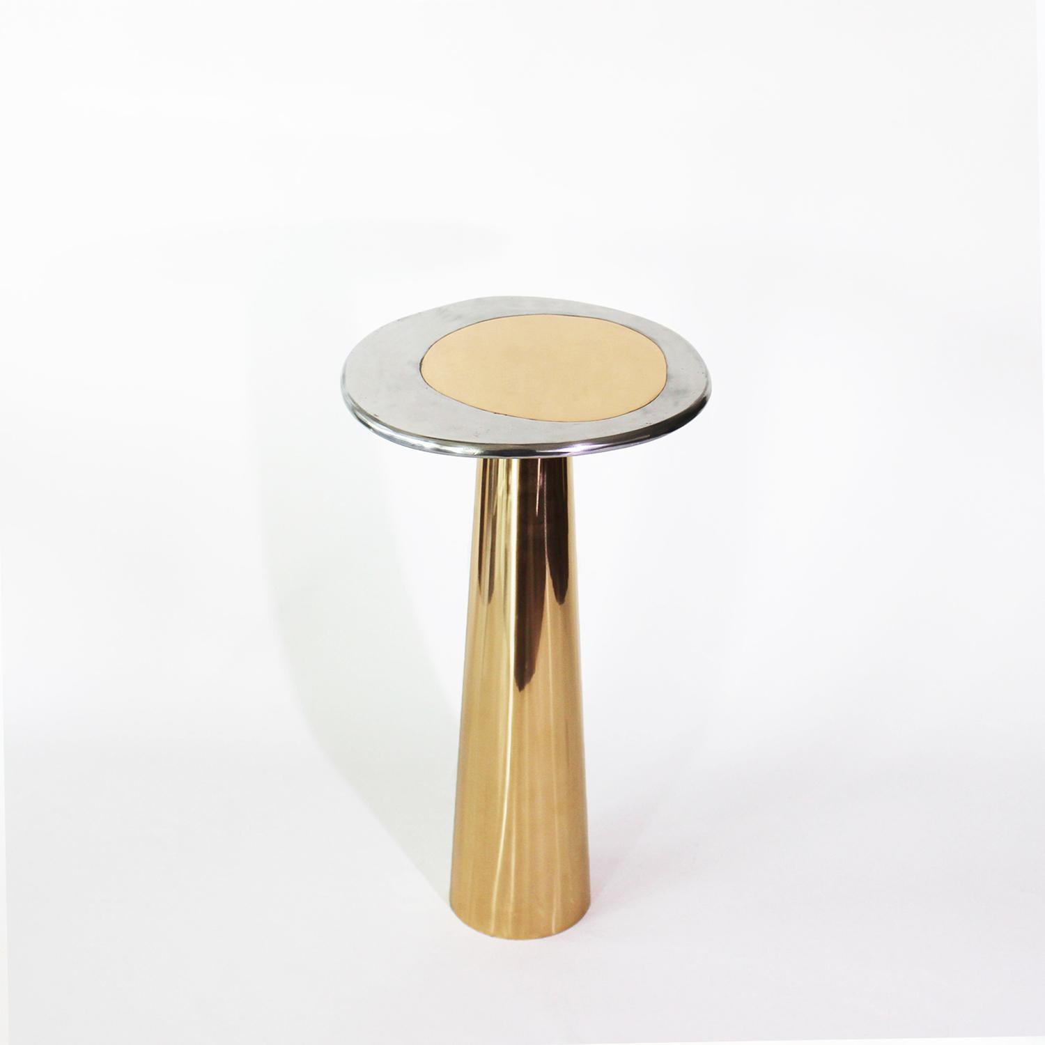 Modern Cast Bronze & Aluminum Cone Side Table by Studio Sunt For Sale