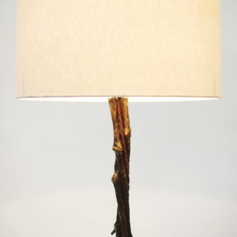 Unknown Cast Bronze Amazon Floor Lamp with Linen Shade by Elan Atelier For Sale
