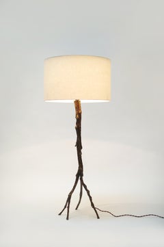 Cast Bronze Amazon Table Lamp with Linen Shade by Elan Atelier