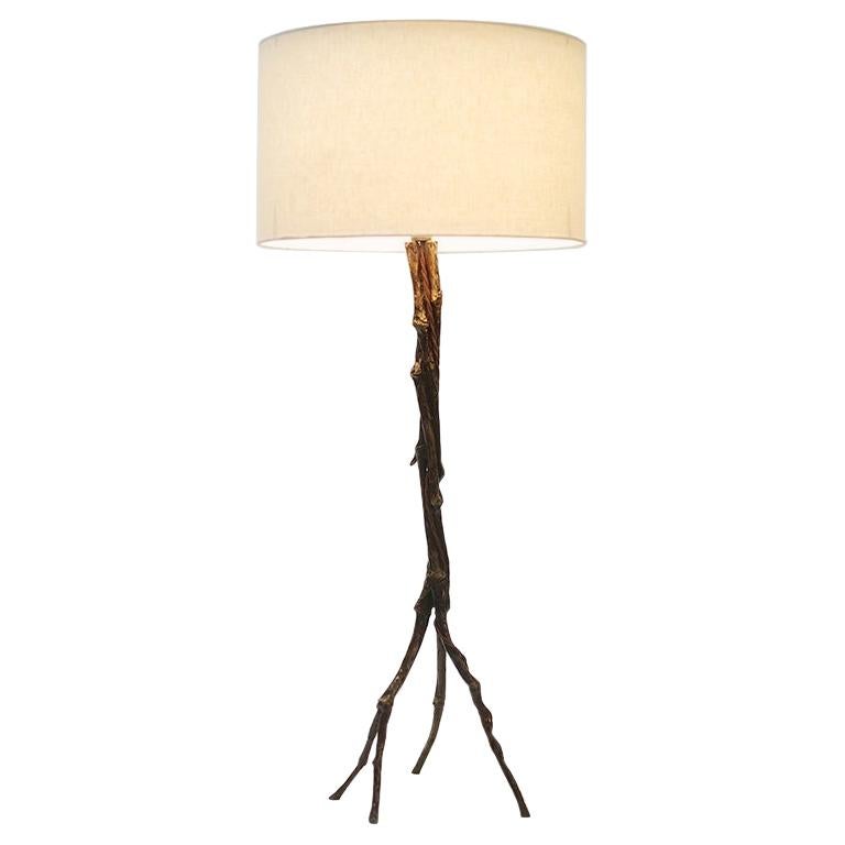 Cast Bronze Amazon Table Lamp with Linen Shade by Elan Atelier