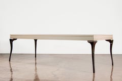 Cast Bronze and Figured Sycamore Coffee Table from Costantini, Enzio, in Stock
