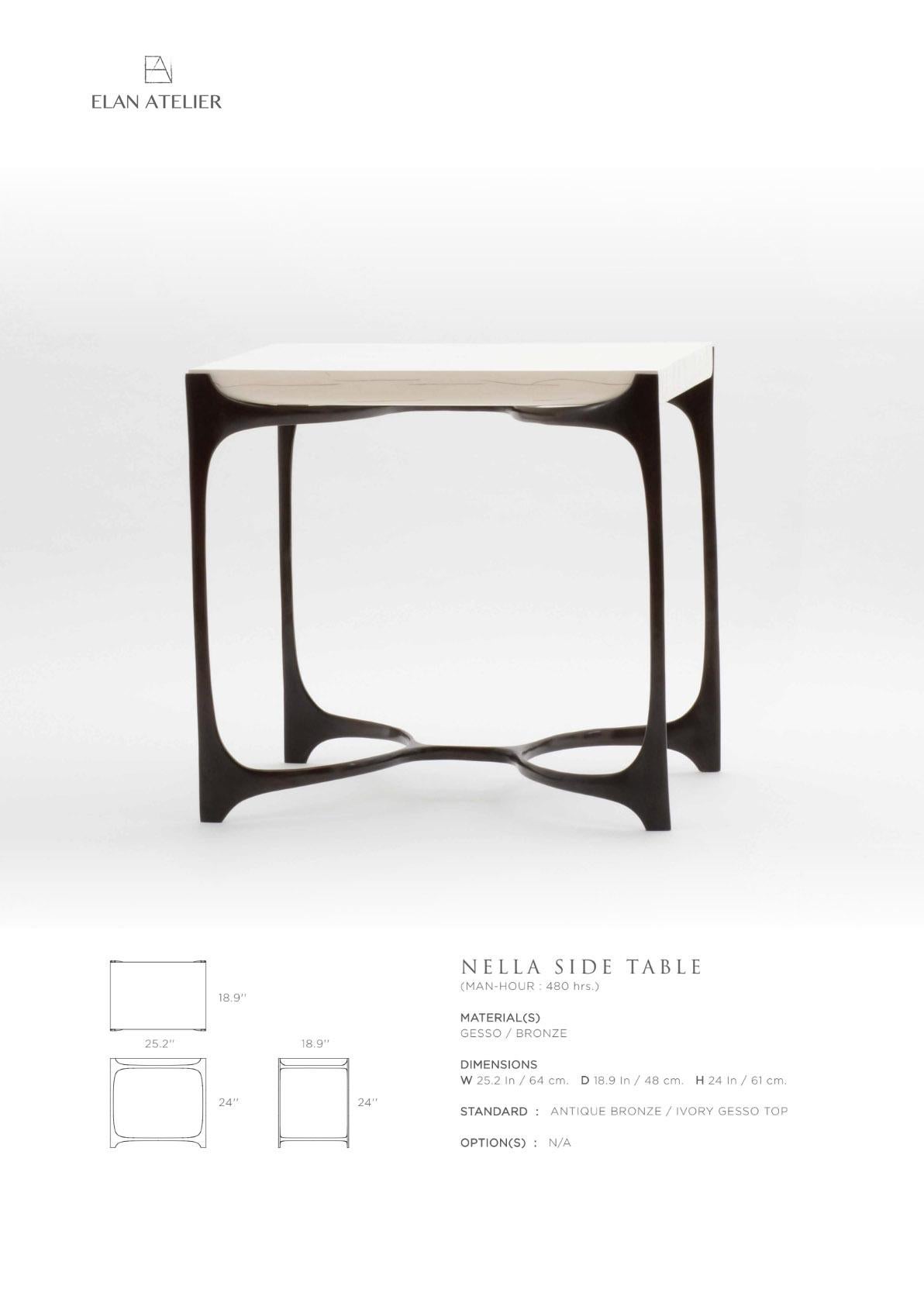 Beistelltisch aus Bronzeguss und Gesso Nella von Elan Atelier, auf Lager im Angebot 1