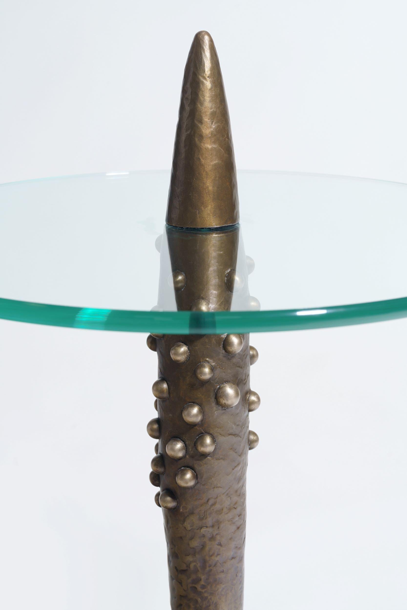 American Cast Bronze and Glass Custom Agave End Table For Sale