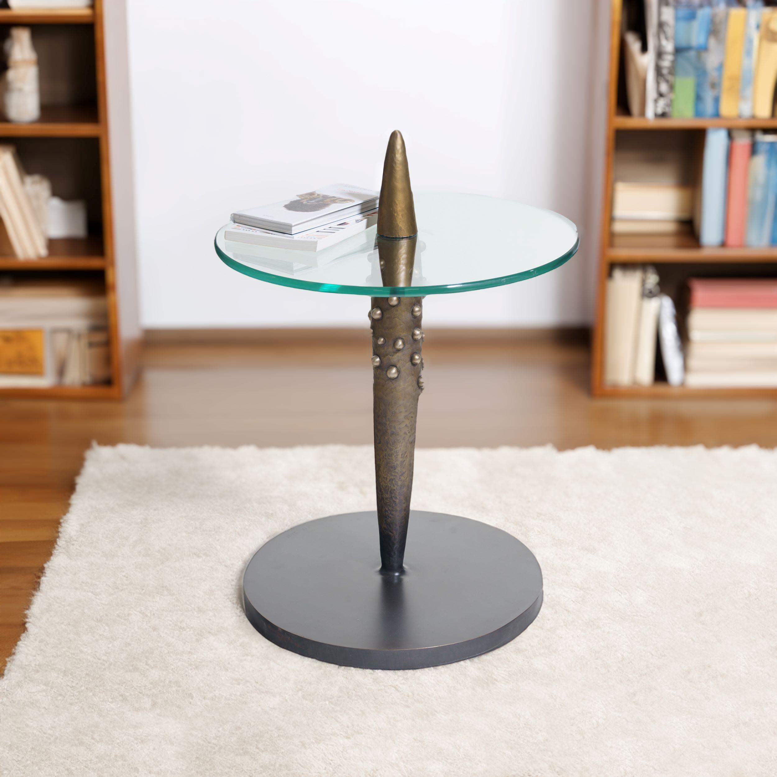 Cast Bronze and Glass Custom Agave End Table For Sale 3