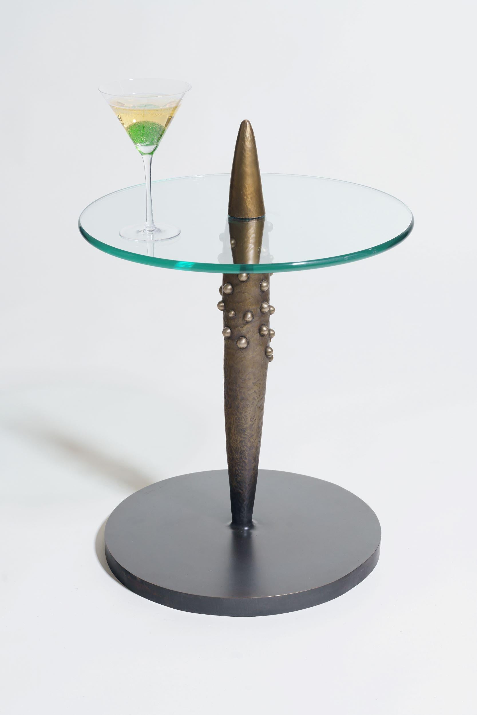 Cast Bronze and Glass Custom Agave End Table For Sale 4