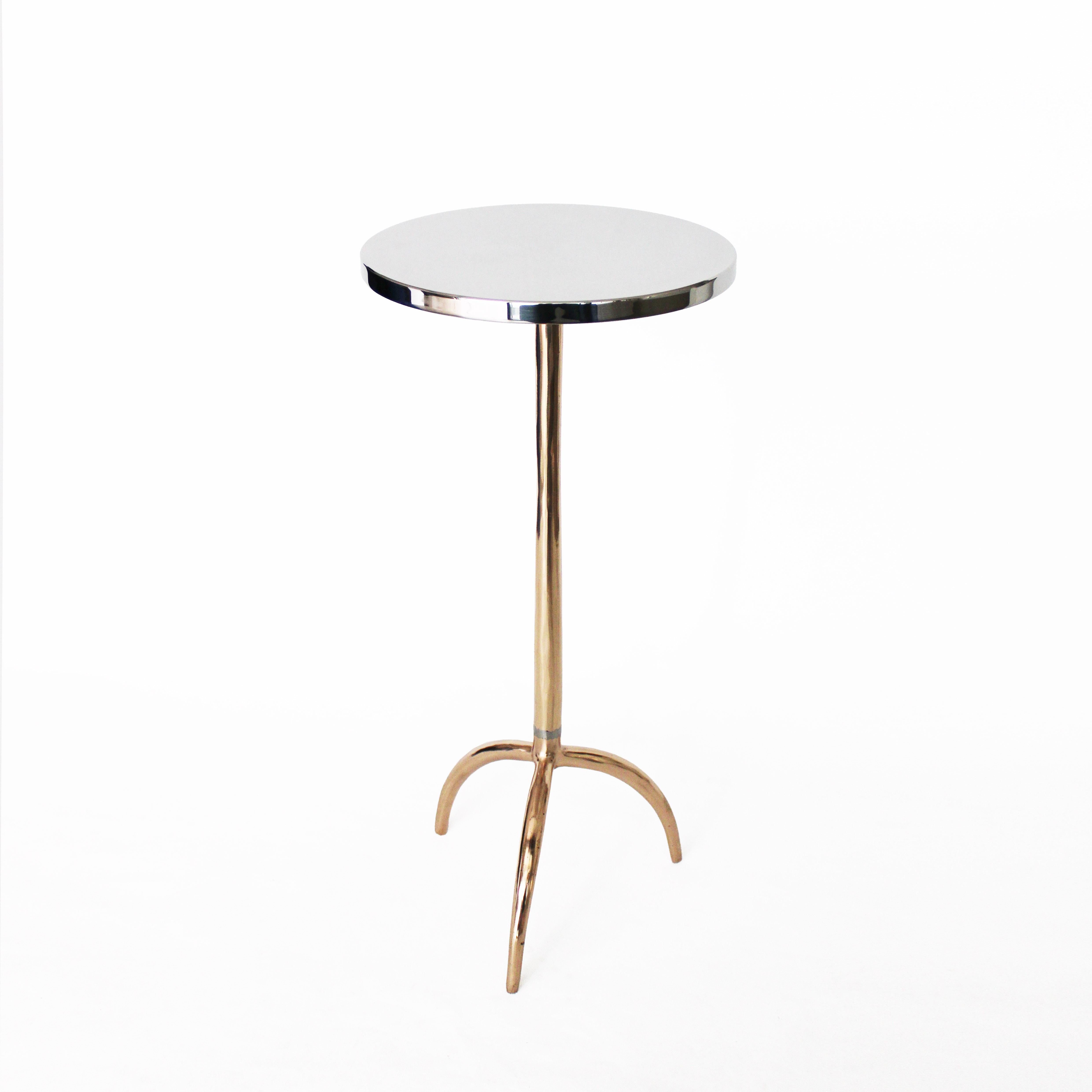 Cast Bronze and Stainless Steel Colla Side Table by Studio Sunt For Sale 5