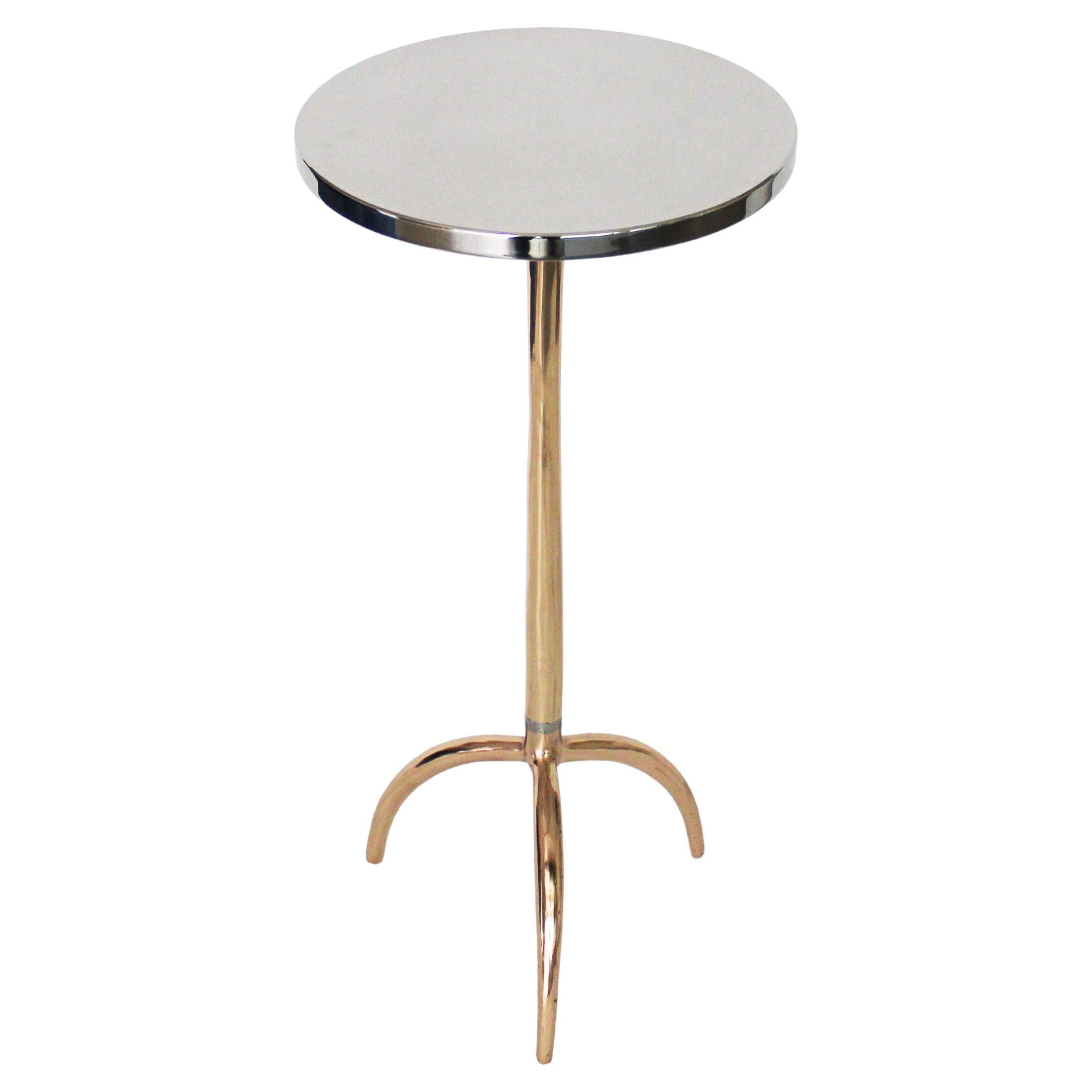 Cast Bronze and Stainless Steel Colla Side Table by Studio Sunt For Sale
