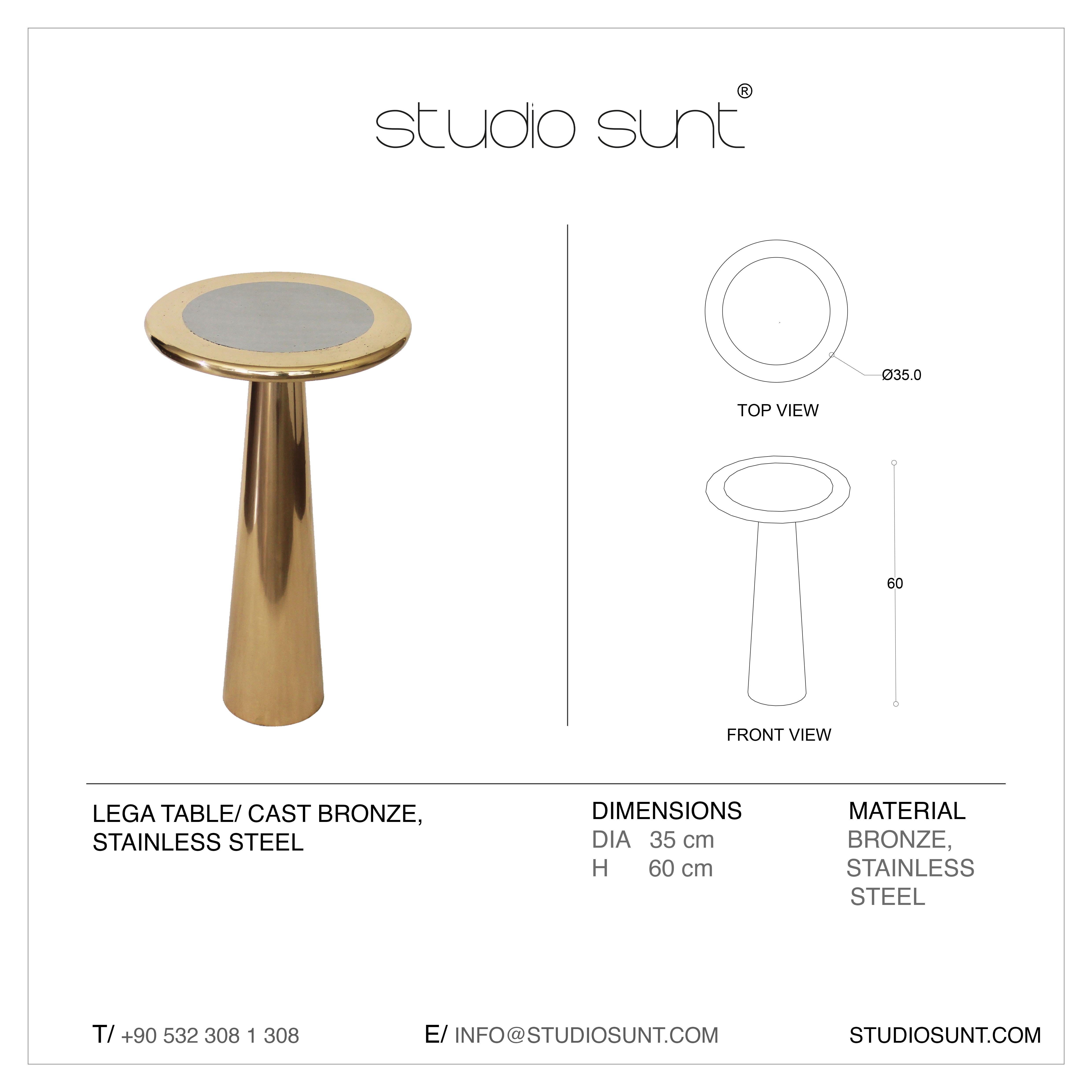 Cast Bronze and Stainless Steel Lega Side Table by Studio Sunt For Sale 6