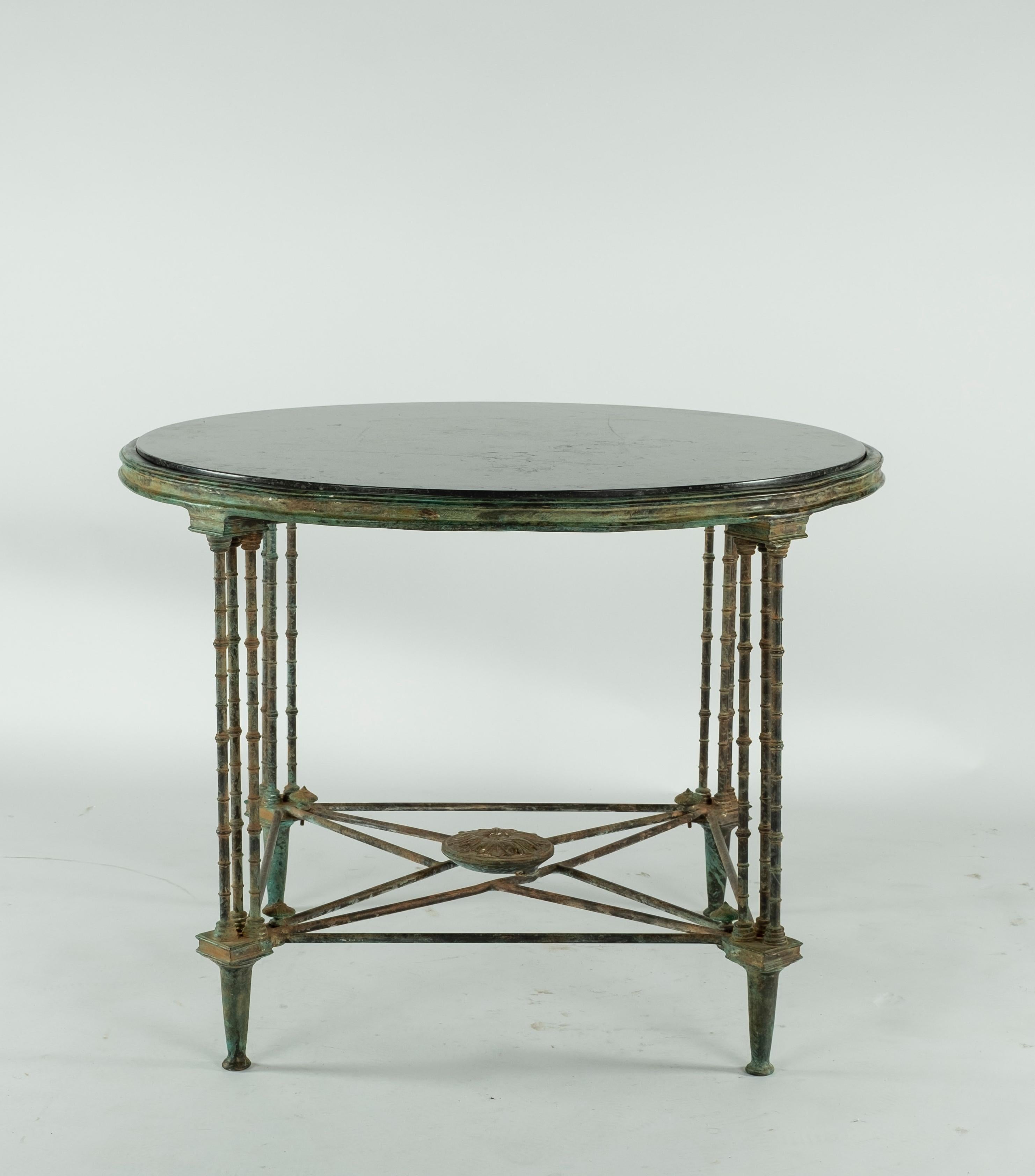Cast Bronze and Stone Top Table In Good Condition In Houston, TX