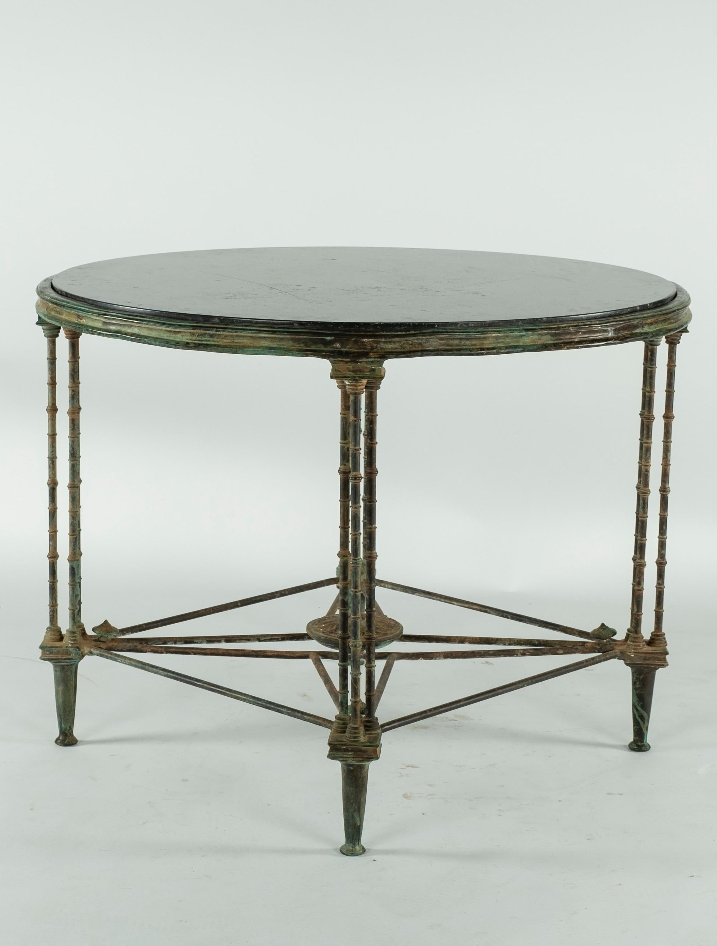 Late 20th Century Cast Bronze and Stone Top Table