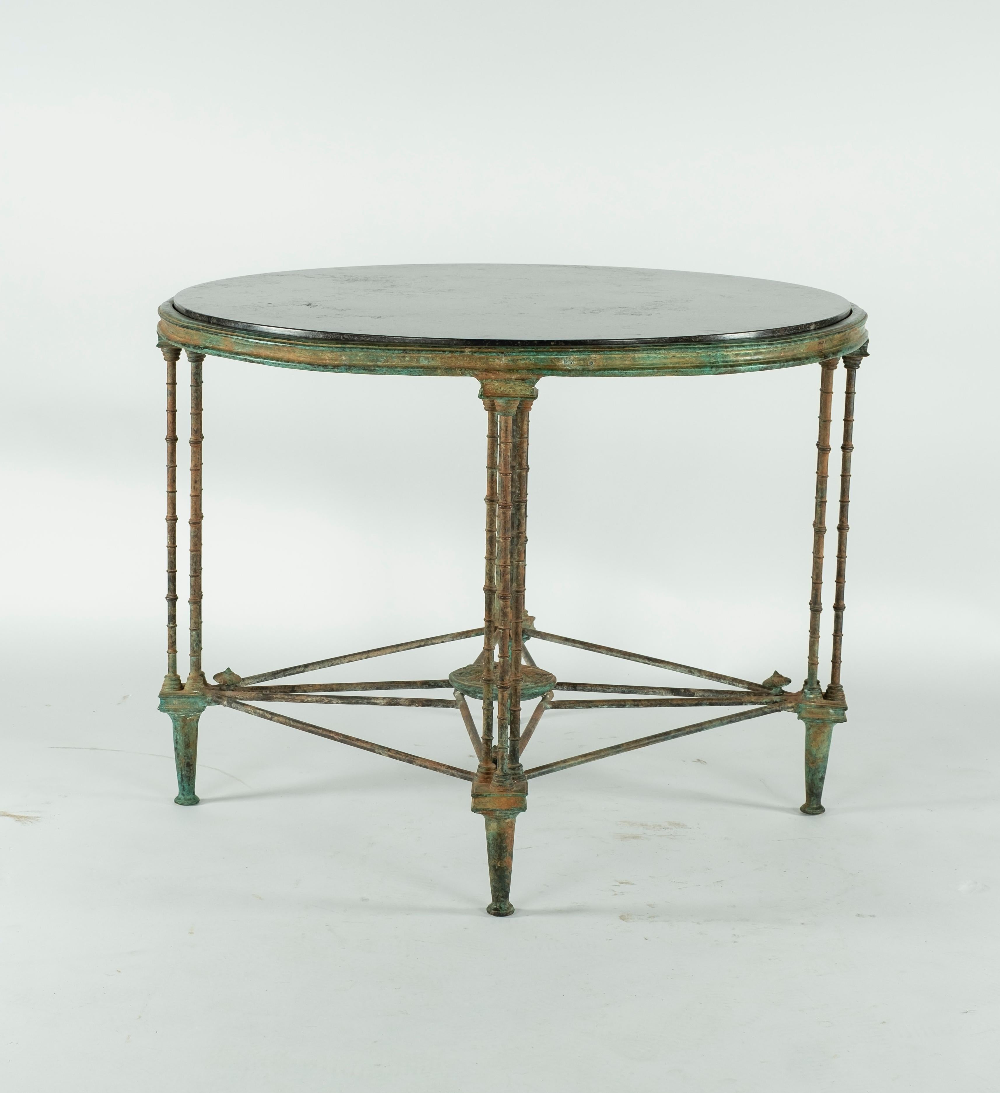 Contemporary Cast Bronze and Stone Top Table