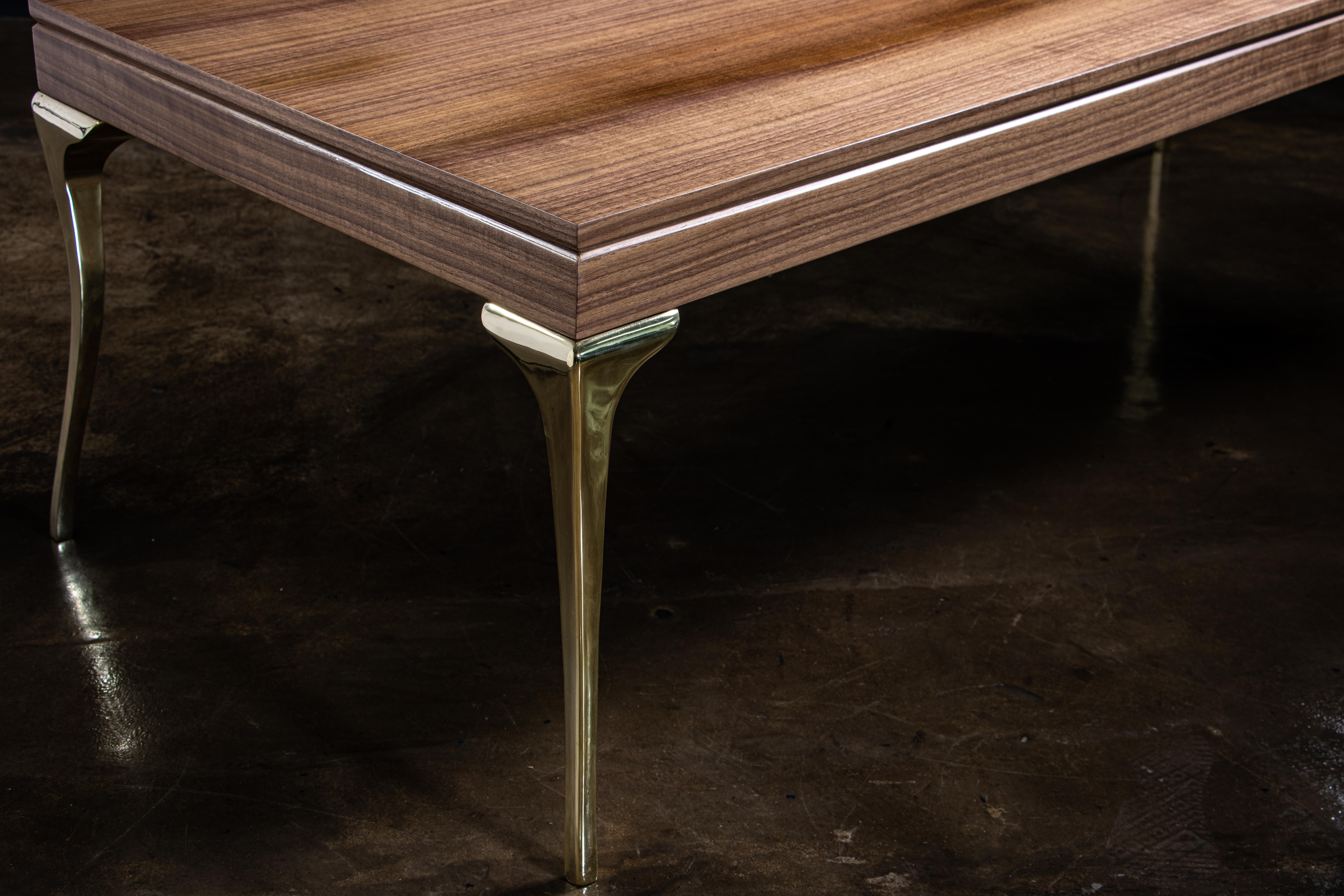 Cast Bronze and Wood Coffee Table from Costantini, Enzio In New Condition For Sale In New York, NY