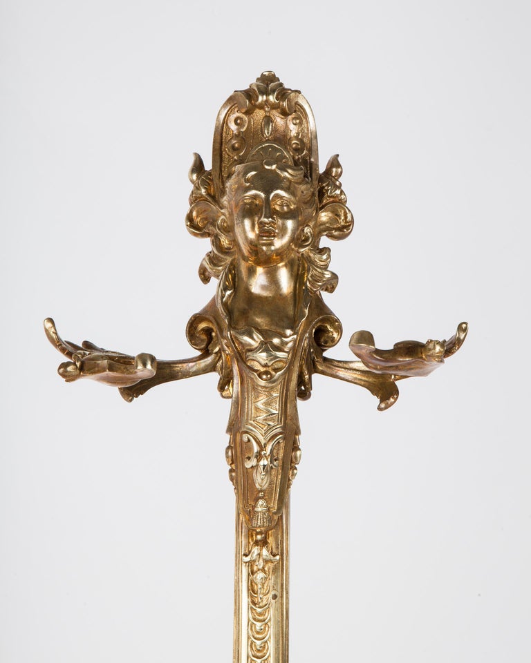 Cast Bronze and Wrought Iron Nautical Theme Fireplace Tools Set, circa