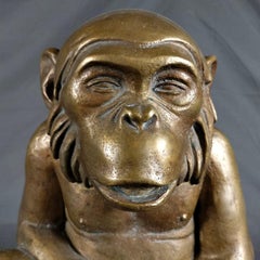 Large Cast Bronze Anonymous Chimpanzee Sculpture