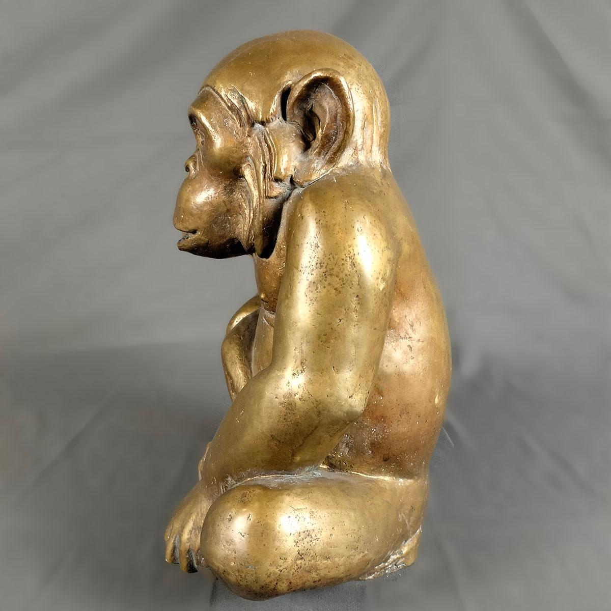 Calco Scultura anonima di scimpanzé in bronzo fuso in vendita
