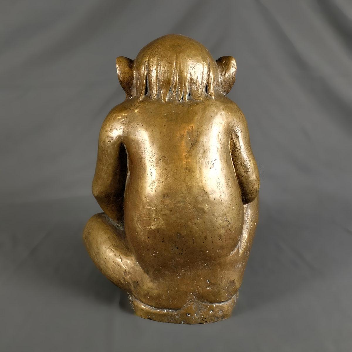 Scultura anonima di scimpanzé in bronzo fuso In condizioni buone in vendita a Mexico City, MX