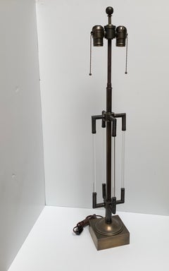 Gegossene Bronze,  Art-Déco-Lampen mit massiven Glasstäben