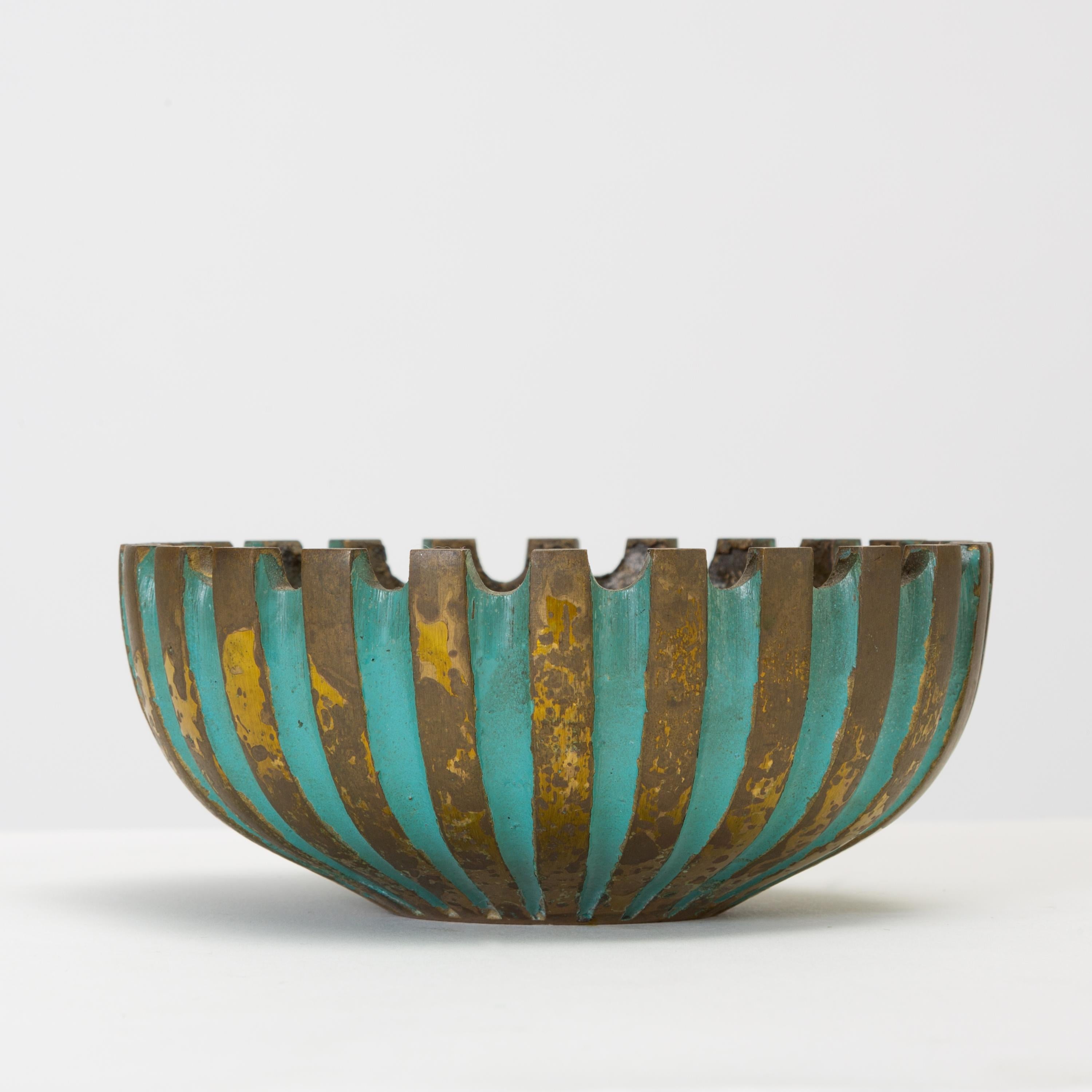 20th Century Cast Bronze Ashtray with Verdigris Finish by Oppenheim