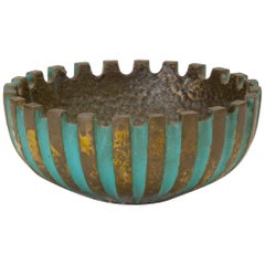Cast Bronze Ashtray with Verdigris Finish by Oppenheim