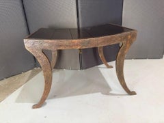 Cast Bronze Bench with Walnut Slat Seat, somewhat concave