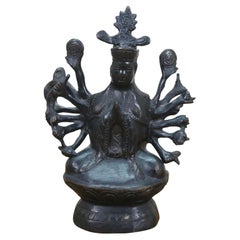 Bronzeguss Bodhisattva Avalokiteshvara Tausend Arme Buddhismus Tempel Statue 9"