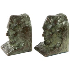 Cast Bronze Bookends of Abraham Lincoln After Gutzon Borglum