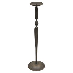 Vintage Cast Bronze Brutalist Modern 29.5" Tall Floor Candlestick Holder Stand