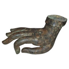 Cast Bronze Buddha Hand Sculpture, Mid-20th Century