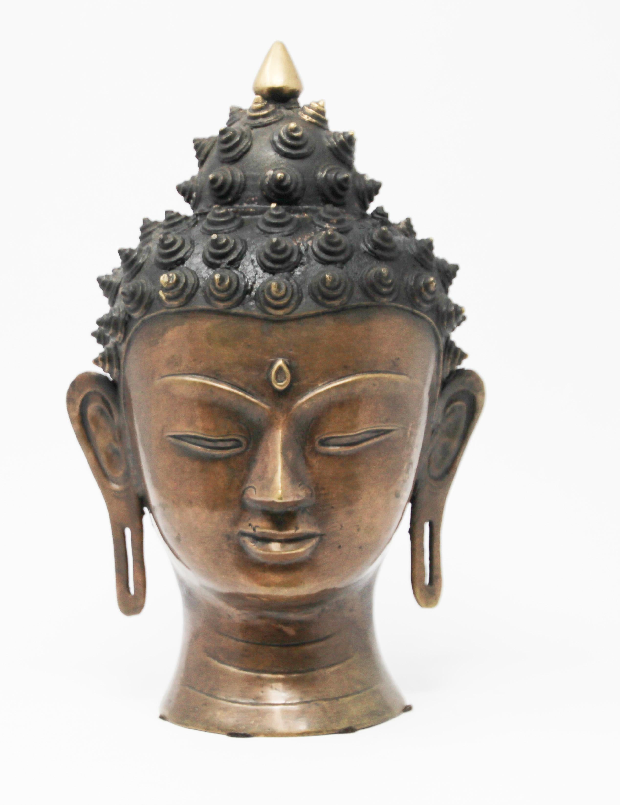 Cast Bronze Buddha Head 8