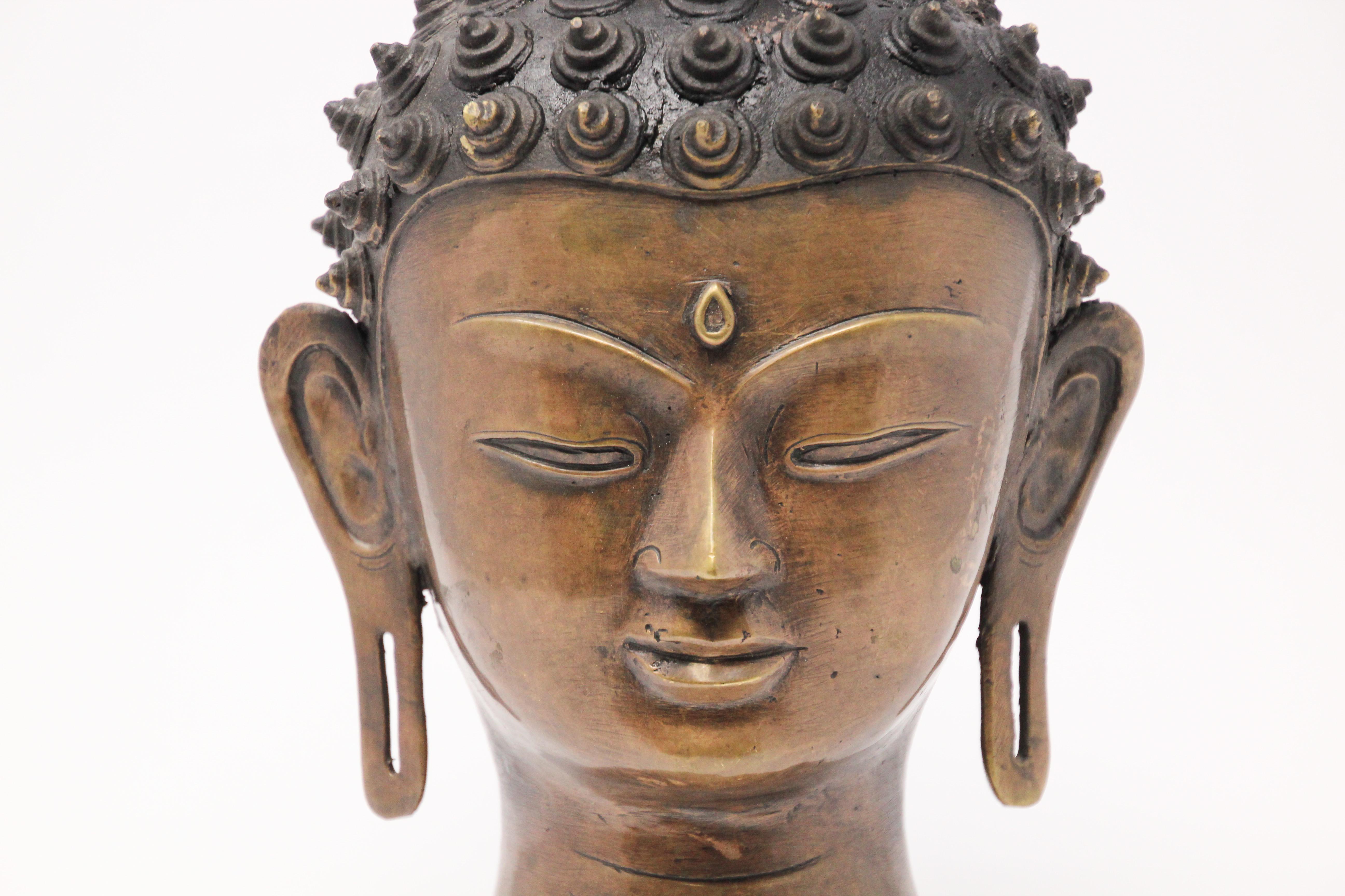 Cast Bronze Buddha Head 11