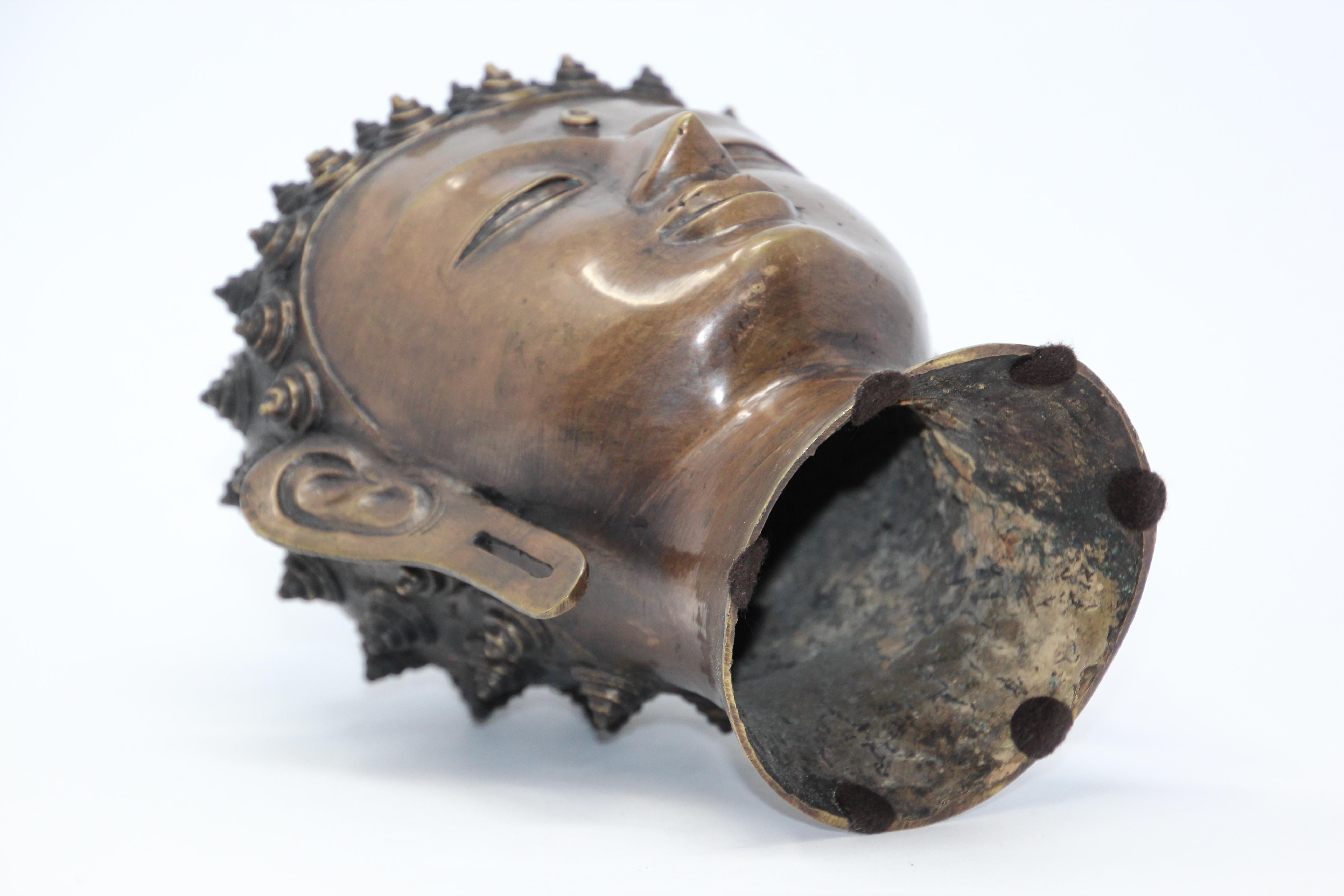 Cast Bronze Buddha Head 12