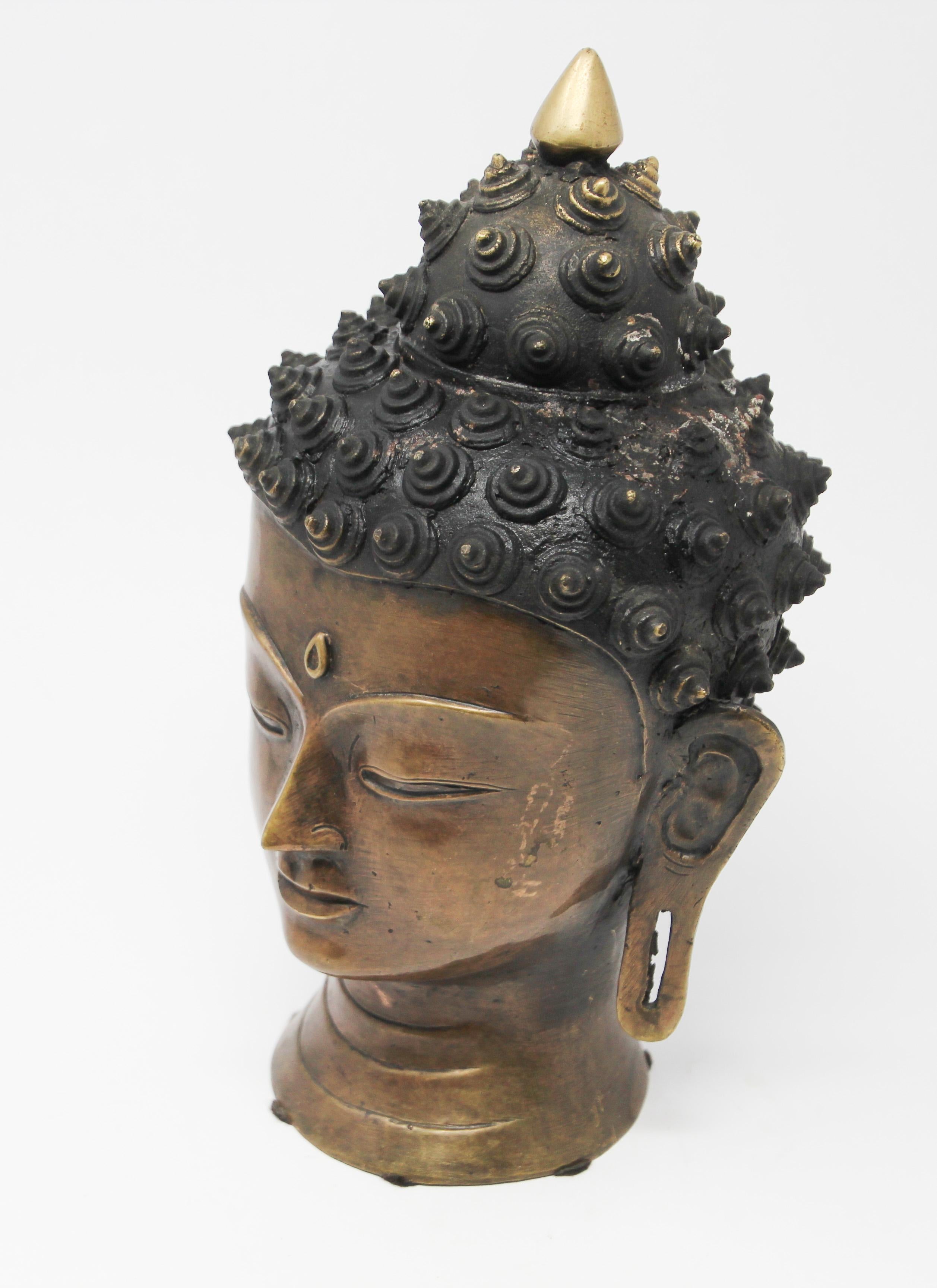 Tibetan Cast Bronze Buddha Head