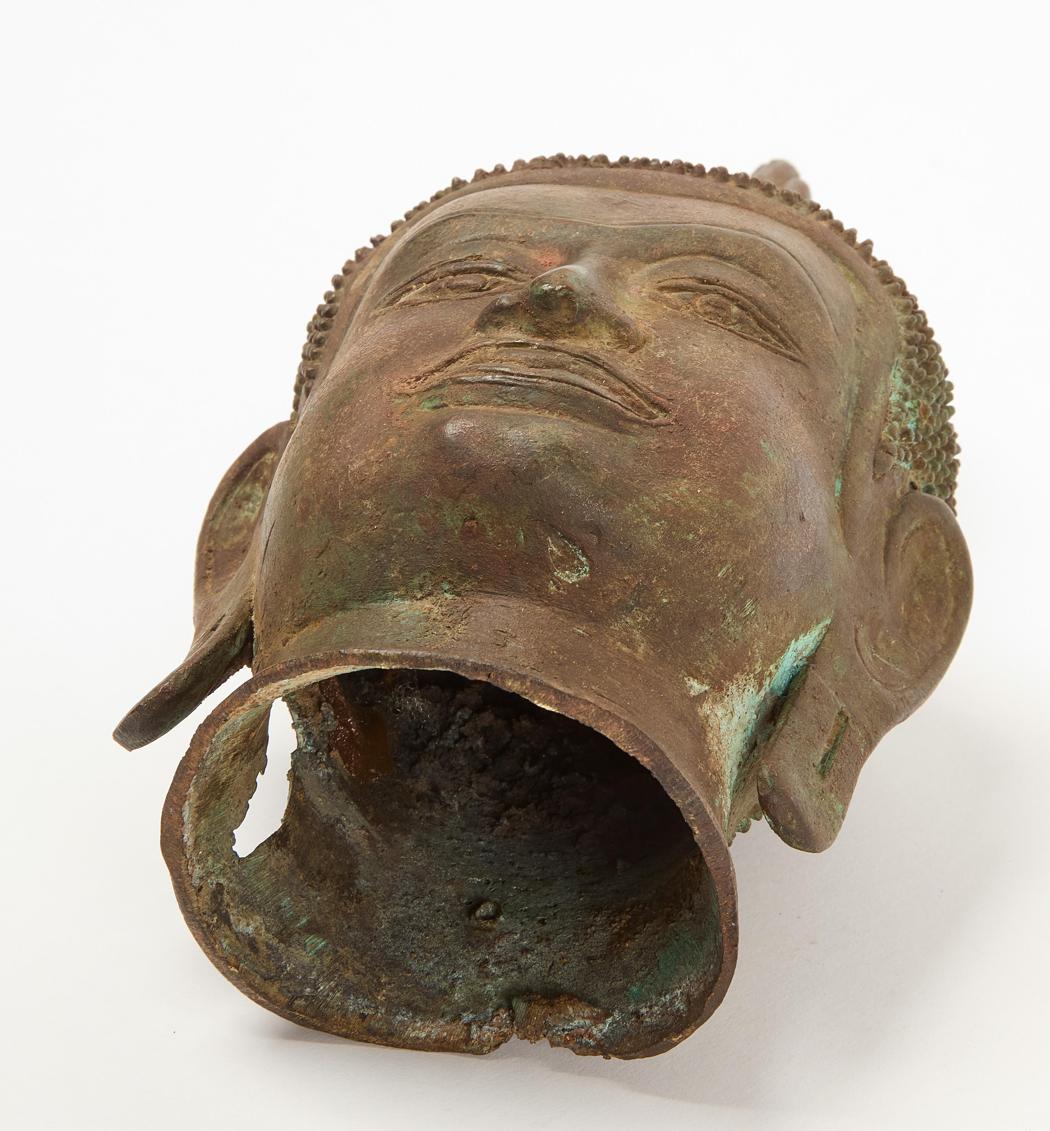 Thai Cast Bronze Buddha Head For Sale