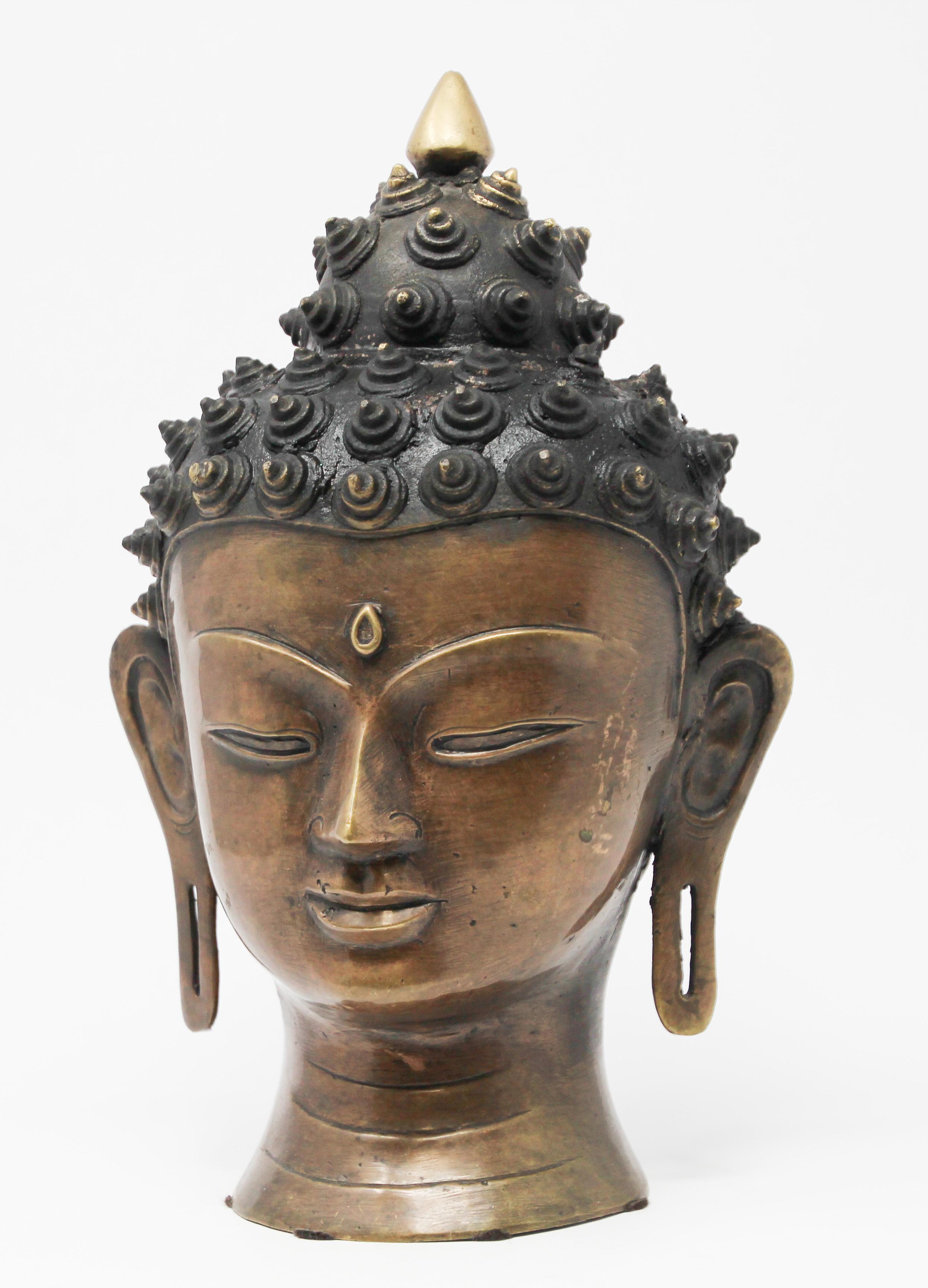 20th Century Cast Bronze Buddha Head